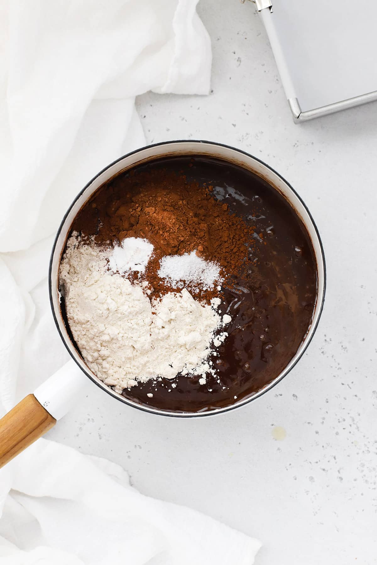 Adding dry ingredients to gluten-free m&m brownie batter