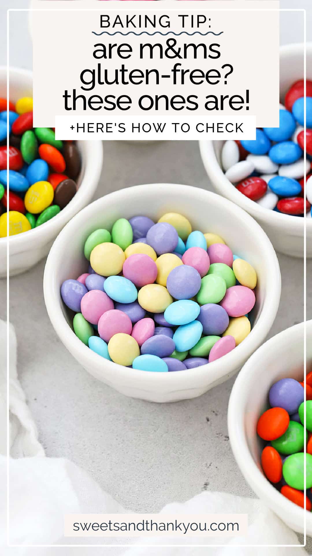 Are M&Ms Gluten-Free? - Many varieties of M&Ms ARE Gluten-Free! Here's everything you need to know about finding gluten-free M&Ms. / which m&ms are gluten-free / what flavors of m&ms are gluten-free / gluten-free m&ms / are peanut m&ms gluten-free / are peanut butter m&ms gluten-free / what kinds of m&ms are gluten-free / are dark chocolate m&ms gluten-free / are milk chocolate m&ms gluten-free / are crispy m&ms gluten-free / are pretzel m&ms gluten-free / are caramel m&ms gluten-free /