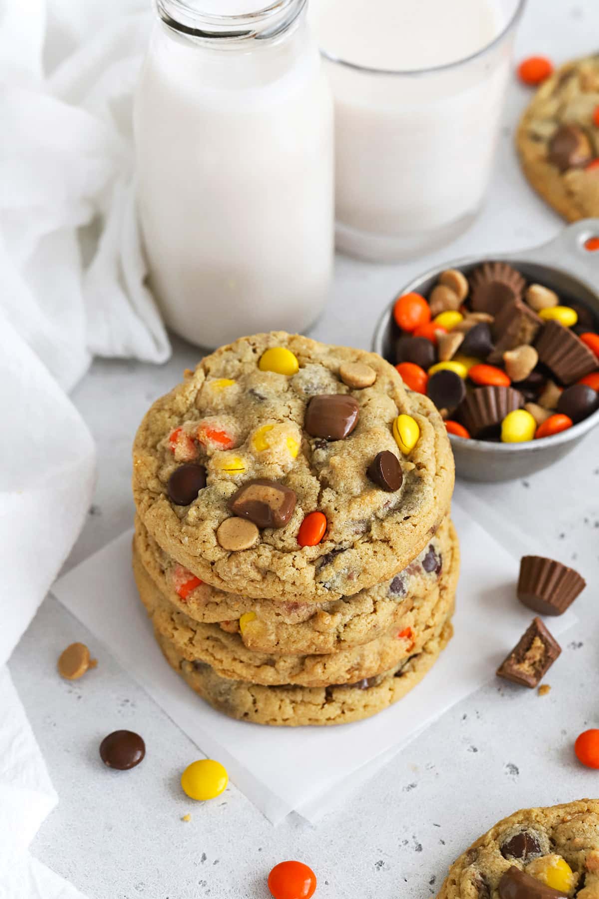 Front view of a stack of gluten-free Reese's peanut butter cookies