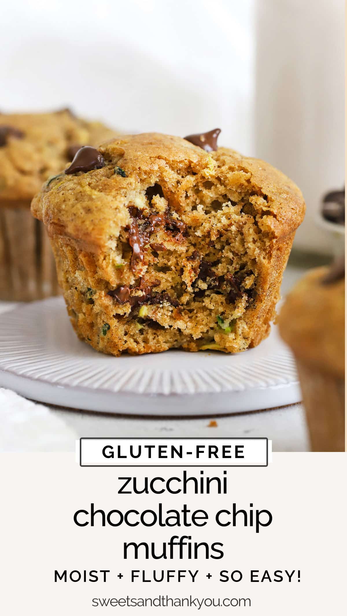 Gluten-Free Zucchini Chocolate Chip Muffins - These fluffy gluten-free zucchini muffins are loaded with chocolate chips & warm spices. The perfect way to use up that zucchini! // gluten-free zucchini muffin recipe // gluten-free zucchini bread muffins // gluten-free chocolate chip zucchini muffins recipe // brown butter zucchini muffins // moist gluten-free zucchini muffins // easy gluten-free zucchini muffins // fluffy gluten-free zucchini muffins // chocolate chip zucchini muffin