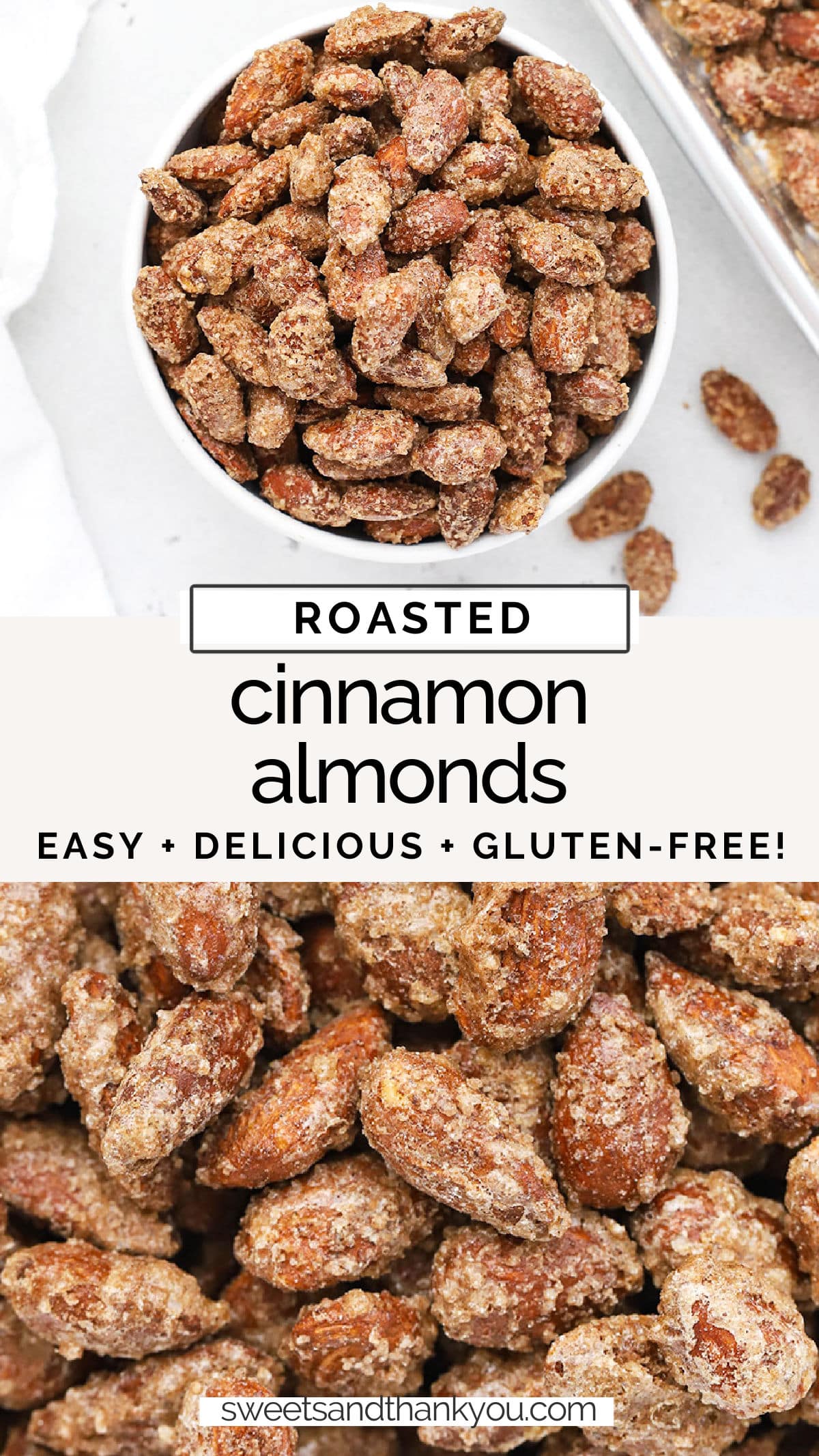 Easy Cinnamon Almonds - These roasted cinnamon almonds have all the old-fashioned flavor & crunch you love with a simply modern twist! // cinnamon sugar almonds // old fashioned cinnamon almonds // cinnamon roasted almonds recipe // the best cinnamon almonds recipe // how to package almonds for christmas // edible christmas gift // neighbor christmas gift // Crunchy cinnamon almonds // sweet cinnamon almonds //