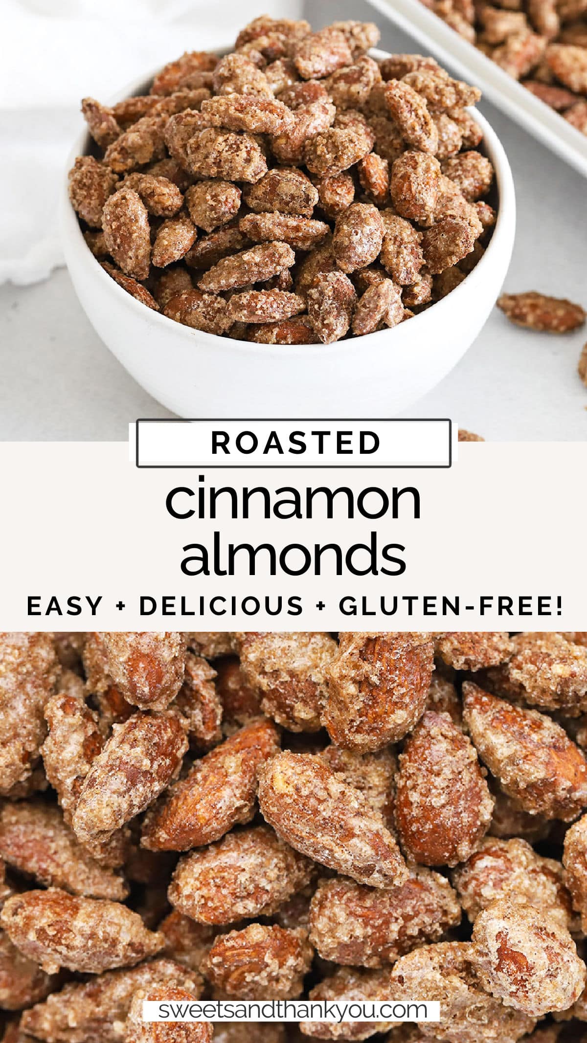 Easy Cinnamon Almonds - These roasted cinnamon almonds have all the old-fashioned flavor & crunch you love with a simply modern twist! // cinnamon sugar almonds // old fashioned cinnamon almonds // cinnamon roasted almonds recipe // the best cinnamon almonds recipe // how to package almonds for christmas // edible christmas gift // neighbor christmas gift // Crunchy cinnamon almonds // sweet cinnamon almonds //