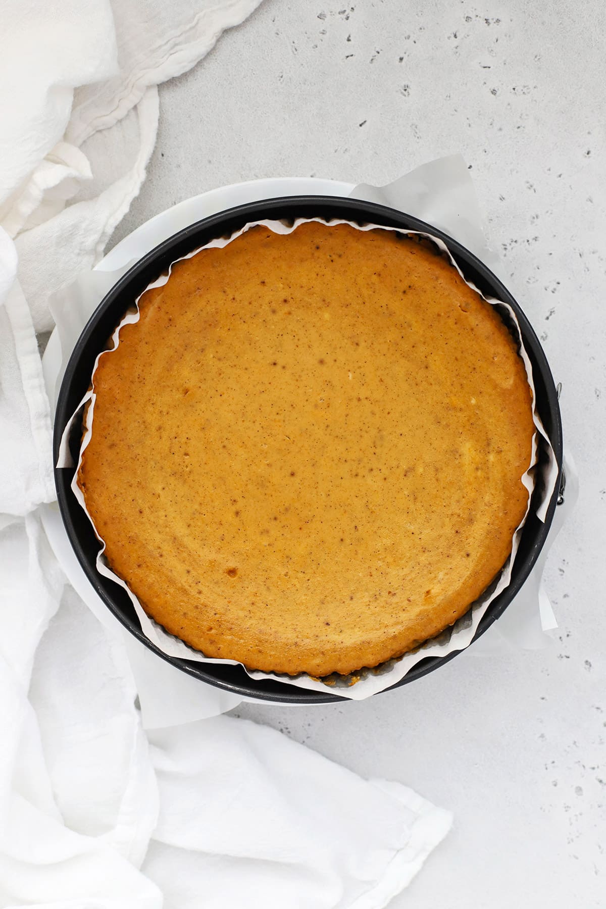 Freshly baked gluten-free pumpkin cheesecake