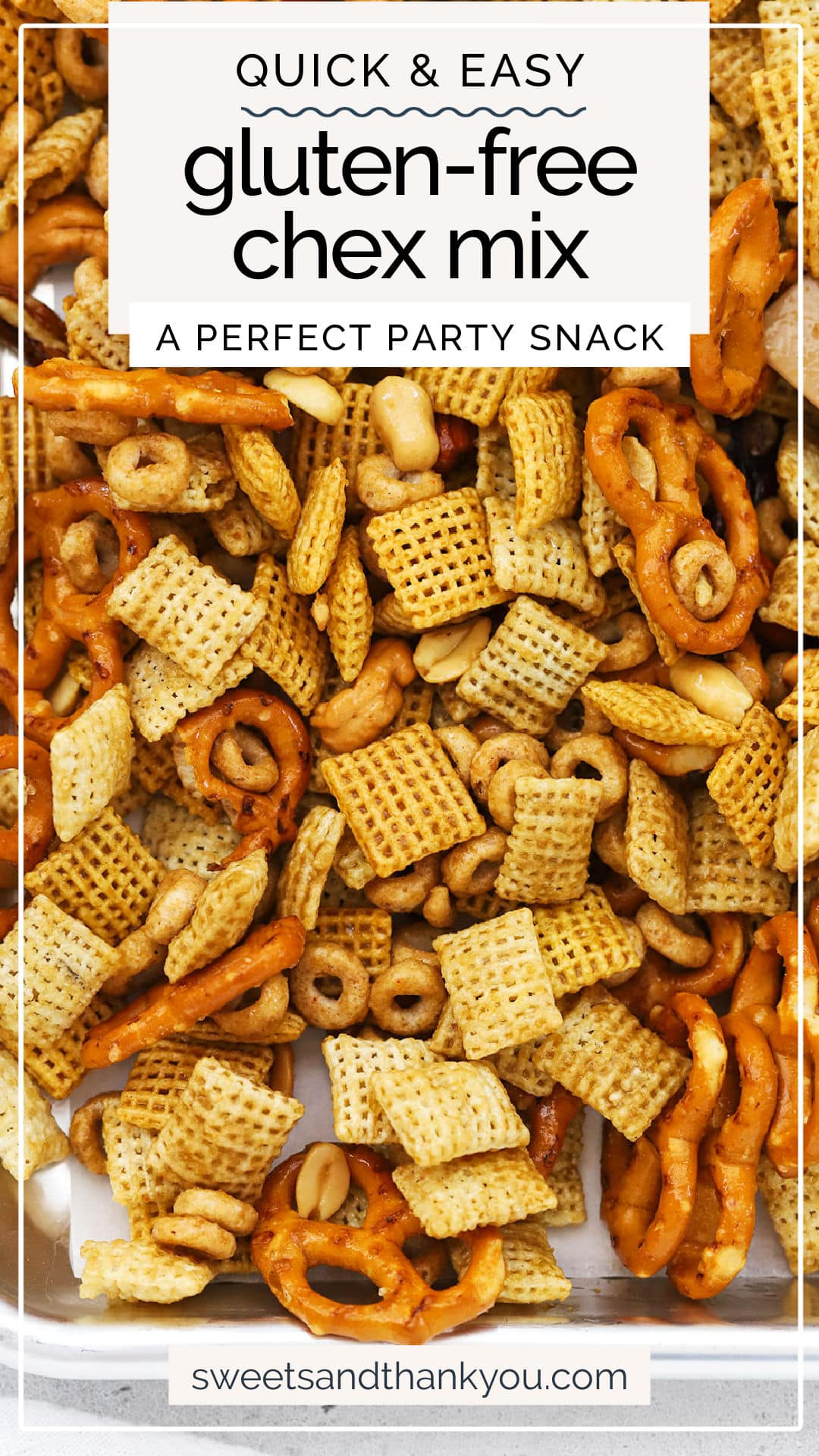 How To Make Gluten-Free Chex Mix - Our savory gluten-free Chex mix recipe is the perfect party snack! You'll love the crunch & flavor! // gluten-free chex party mix // gluten-free savory chex mix // gluten-free party mix // gluten-free Chex Mix for a party / gluten-free party snacks // gluten-free snack recipe