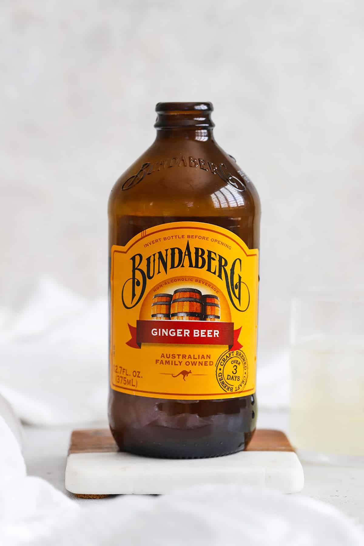 front view of a bottle of bunderberg ginger beer