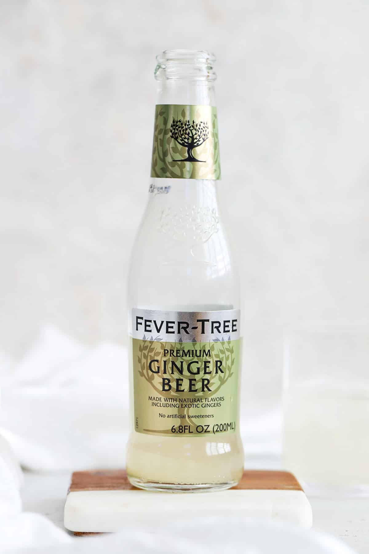 front view of a bottle of fever tree ginger beer