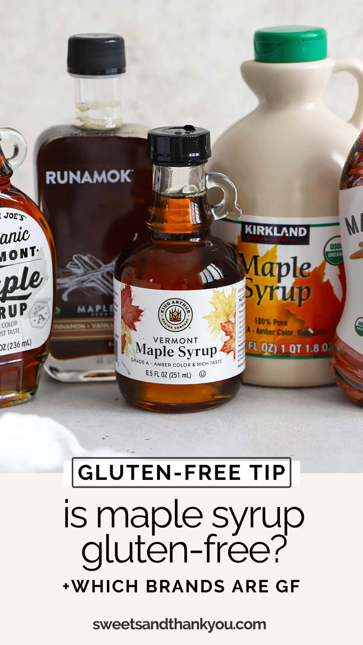 Is Maple Syrup Gluten-Free? We'll walk you through everything you need to know about gluten-free syrup, gluten-free pancake syrup and more! // is pancake syrup gluten free / is pearl milling syrup gluten free / is log cabin syrup gluten free / is mrs. butterworth syrup gluten free / is hungry jack syrup gluten free / is pure maple syrup gluten-free / is syrup gluten free