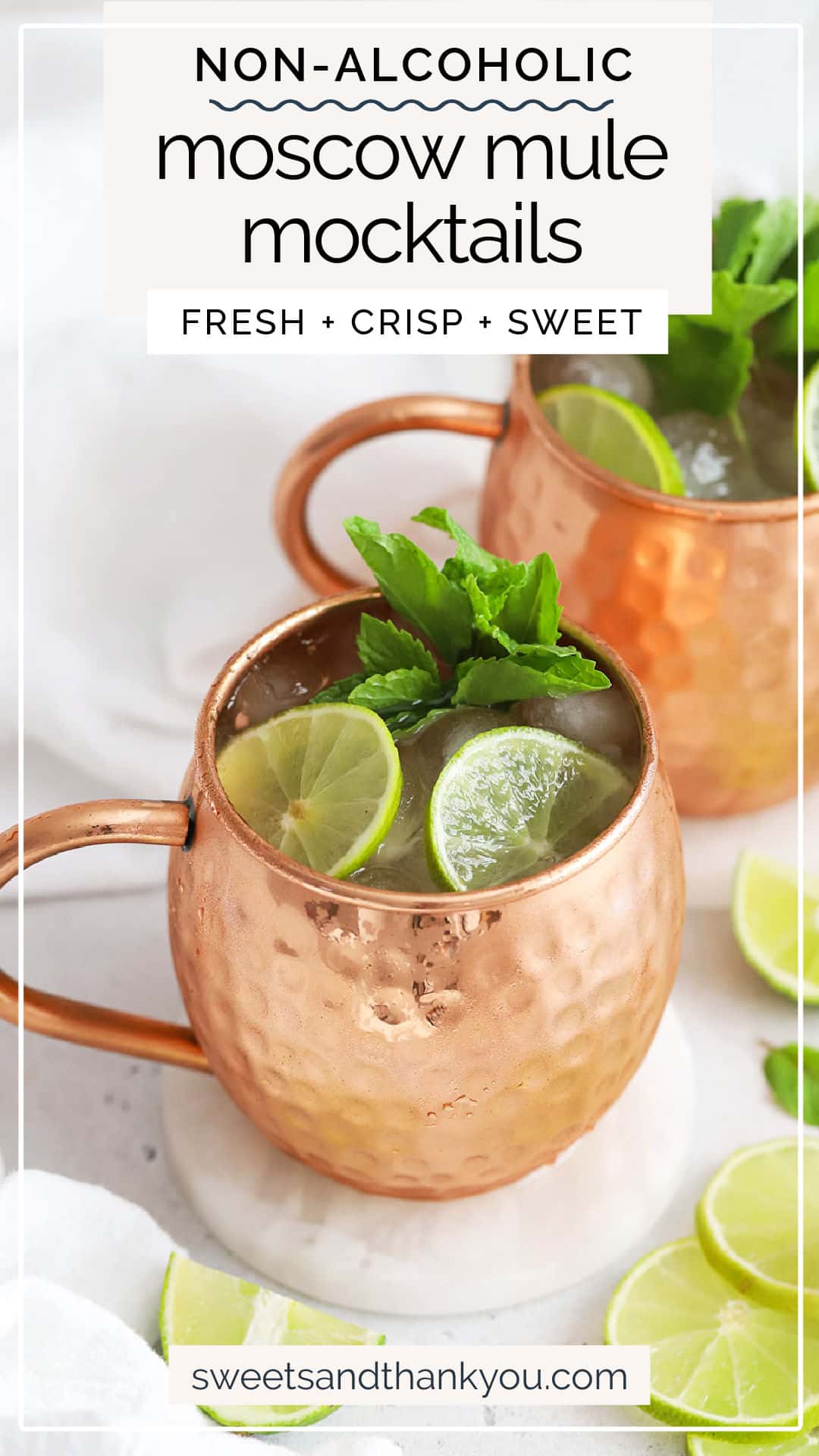Non-Alcoholic Moscow Mule Mocktail - This virgin moscow mule recipe is sweet, spicy & so refreshing. A perfect party drink! // non-alcoholic moscow mule recipe / moscow mule mocktails / ginger beer mocktail / ginger mocktail / holiday mocktail / how to make a virgin moscow mule / moscow mule mocktail ingredients / virgin party drink / non alcoholic holiday drink / mocktail with ginger beer