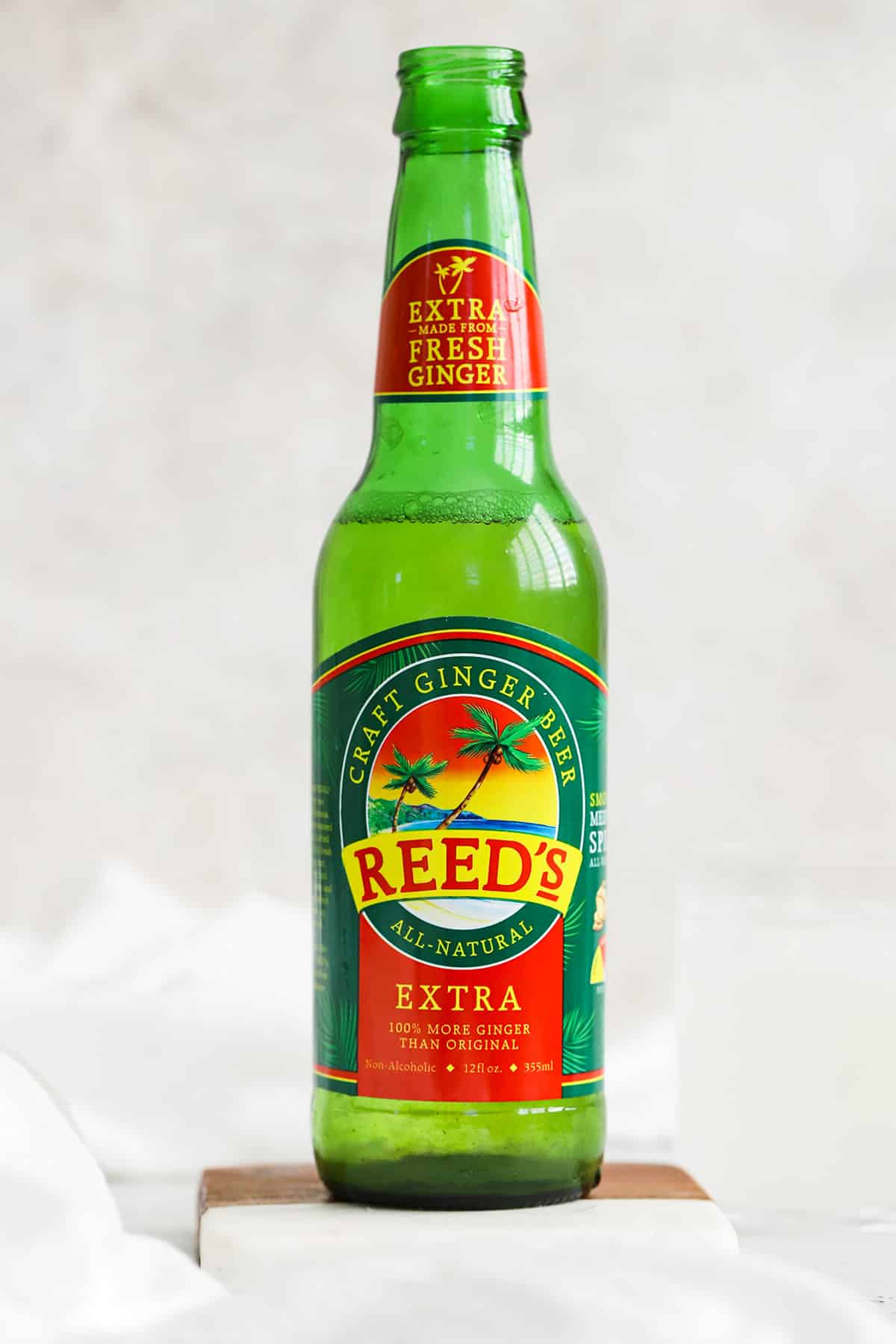 front view of a bottle of reeds extra ginger beer