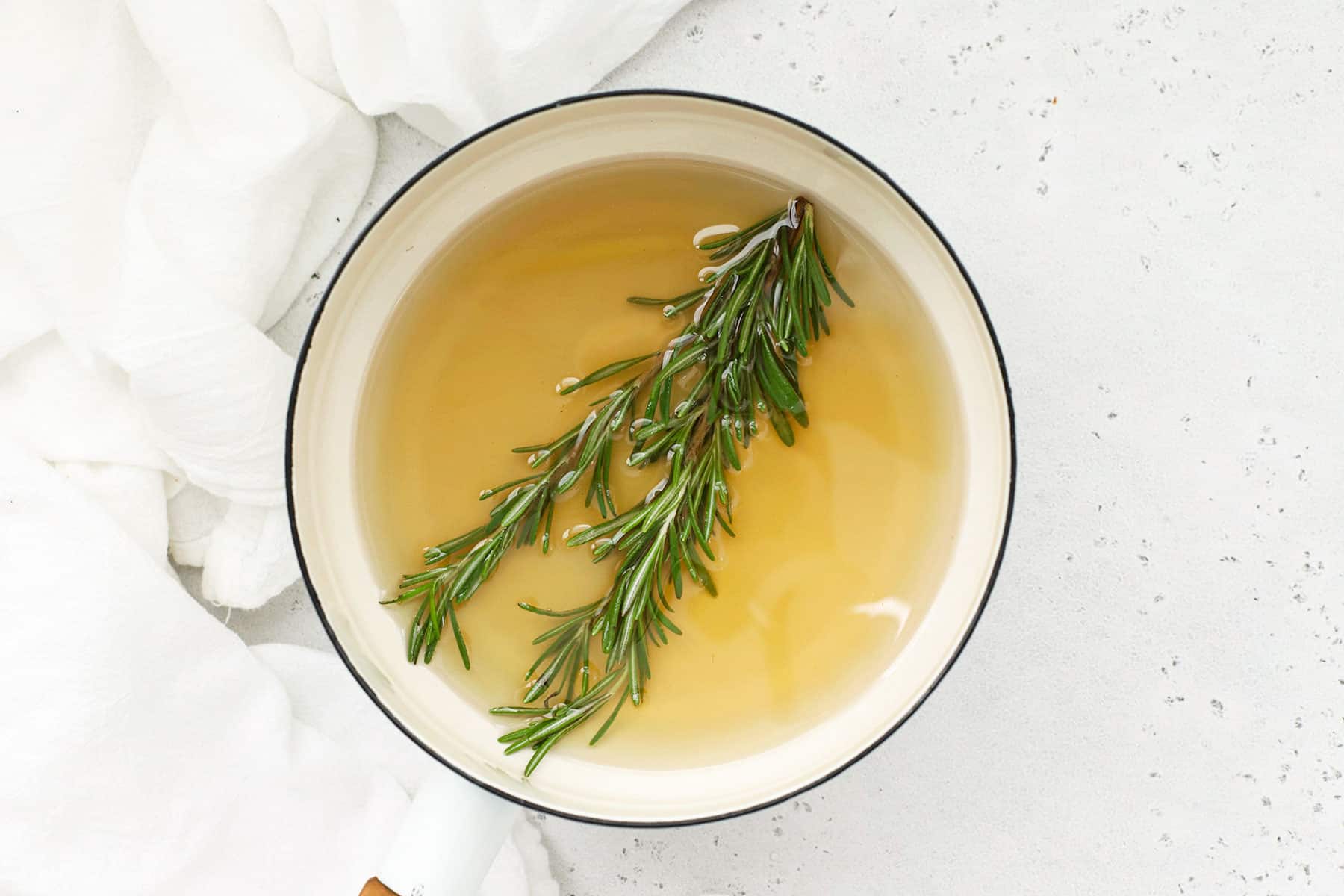 Steeping fresh rosemary in simple syrup