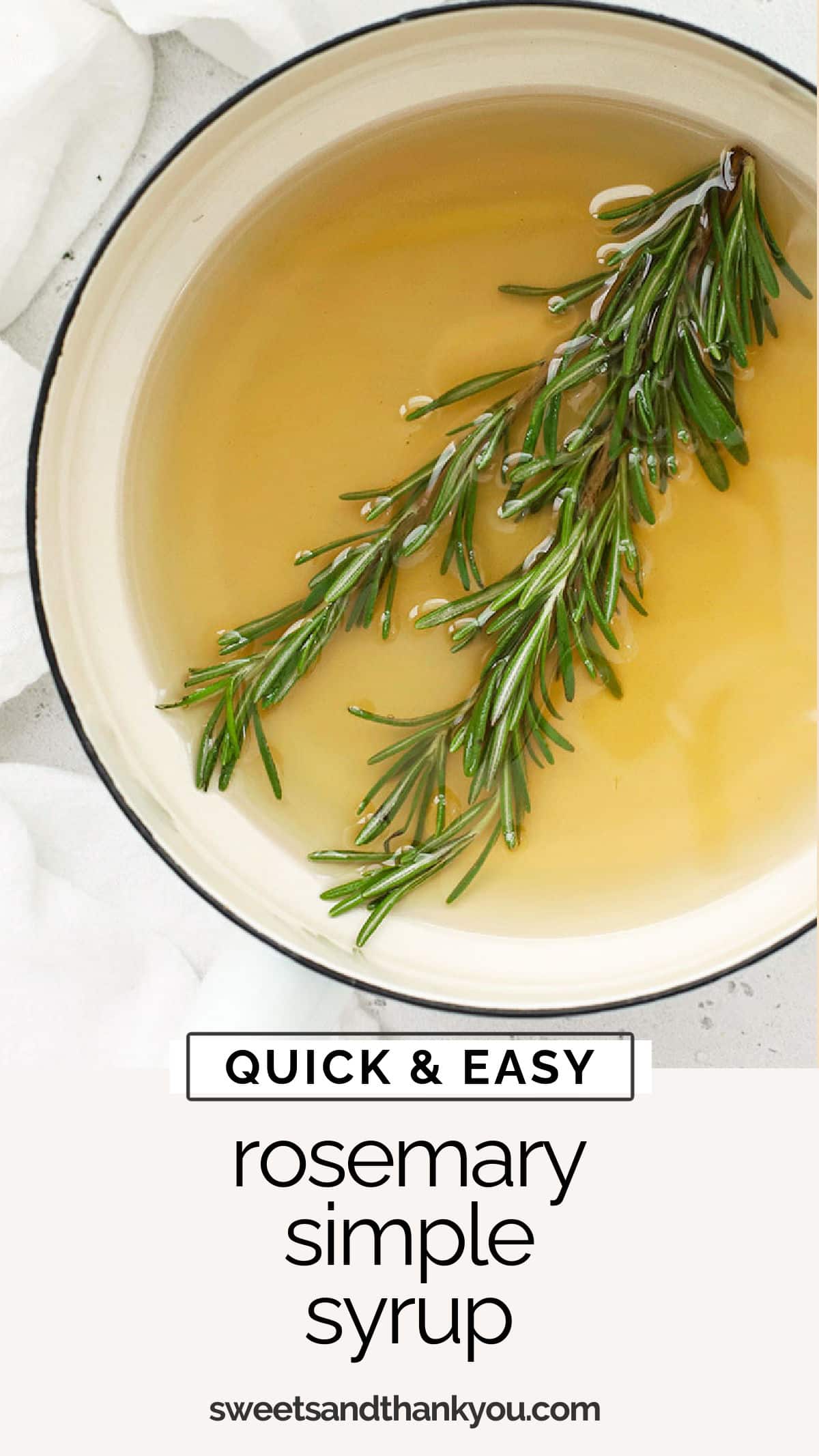 How To Make Rosemary Simple Syrup - This homemade rosemary syrup recipe adds gorgeous flavor to mocktails and cocktails of all kinds. (Don't miss all the yummy ways to use it!) // rosemary cocktail syrup recipe / rosemary mocktail syrup recipe / simple syrup recipes / rosemary infused simple syrup, infused simple syrup recipe / rosemary mocktails / rosemary cocktails / rosemary mocktail mixer / rosemary cocktail mixer 