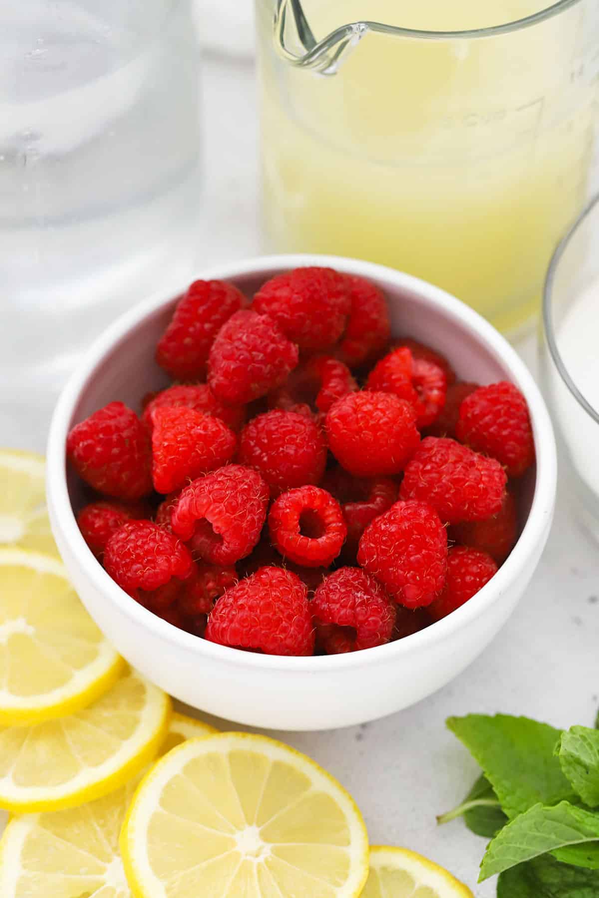Ingredients for homemade raspberry lemonade