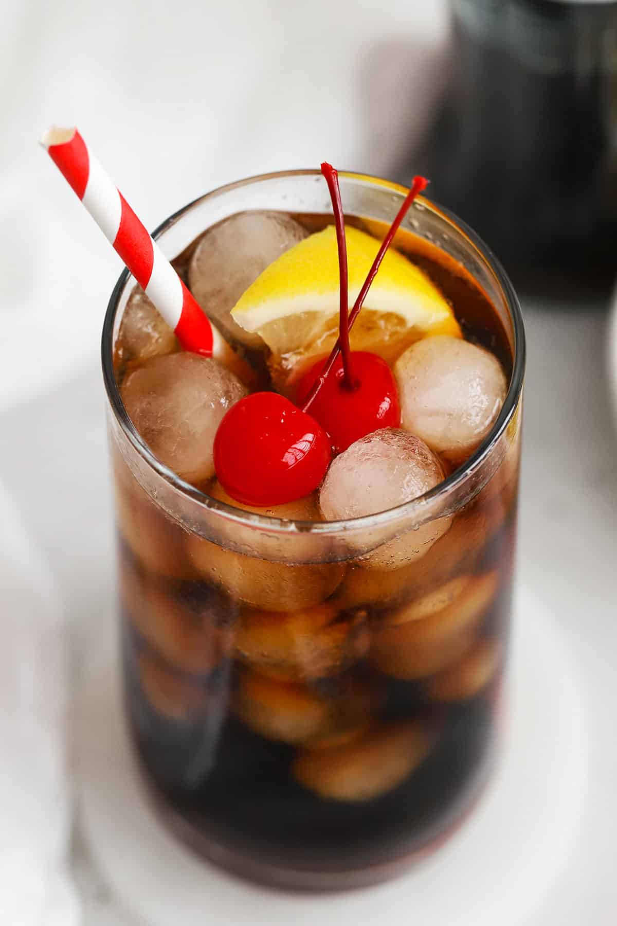 Roy rogers mocktail with maraschino cherries