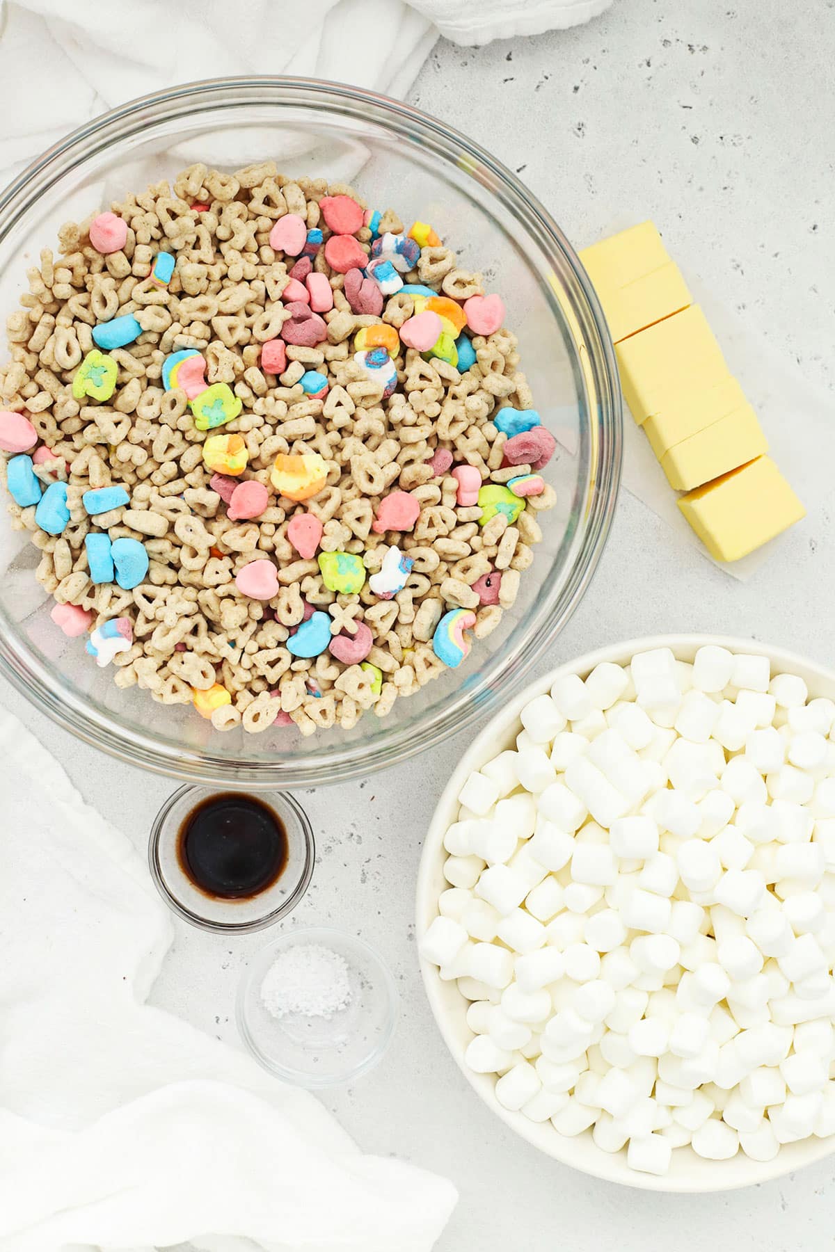 Ingredients for lucky charms treats