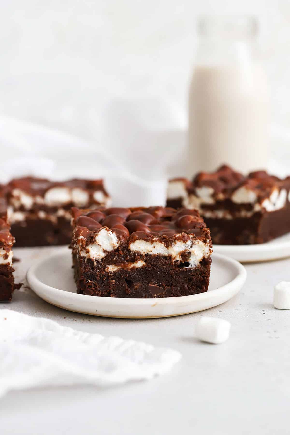marshmallow brownies cut into squares