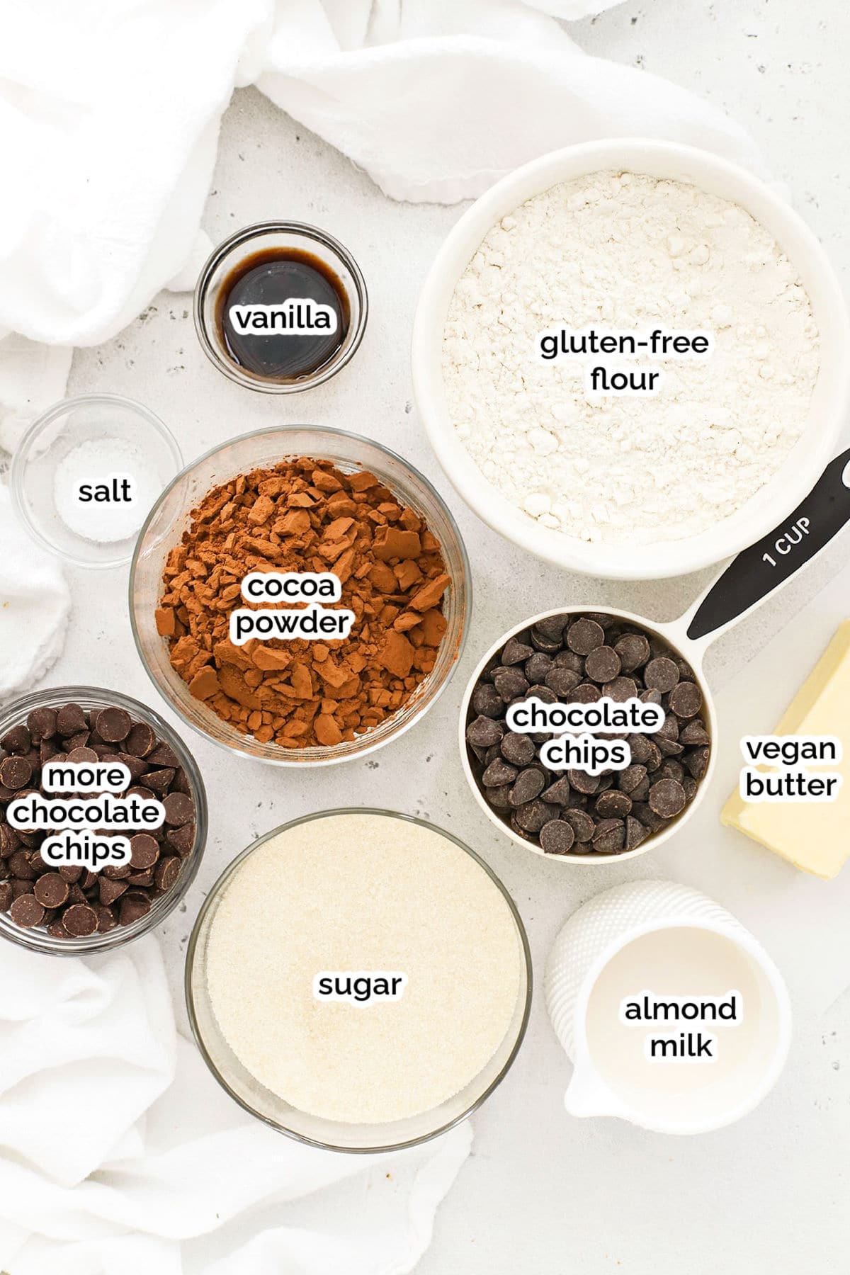 ingredients for gluten-free vegan brownies