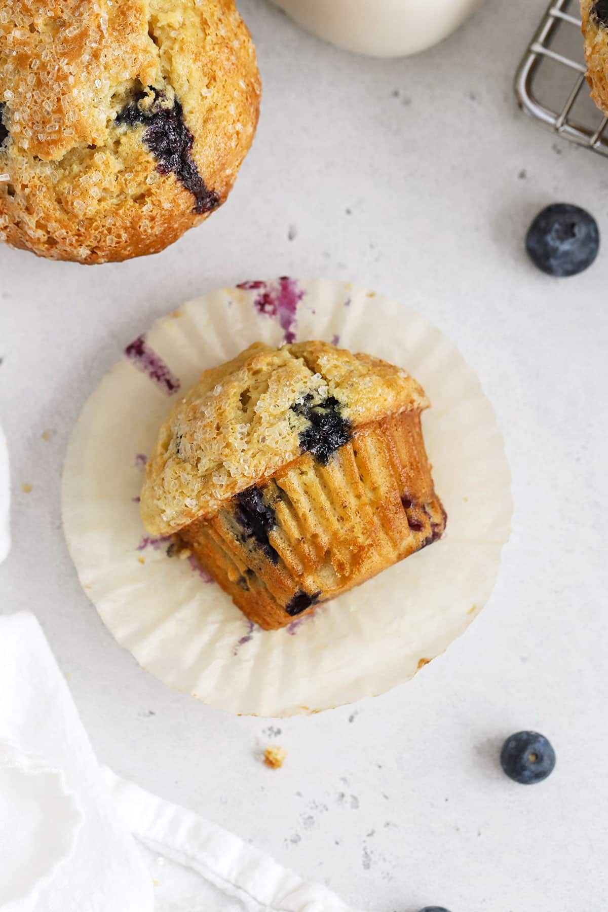 gluten-free blueberry muffins on a white background