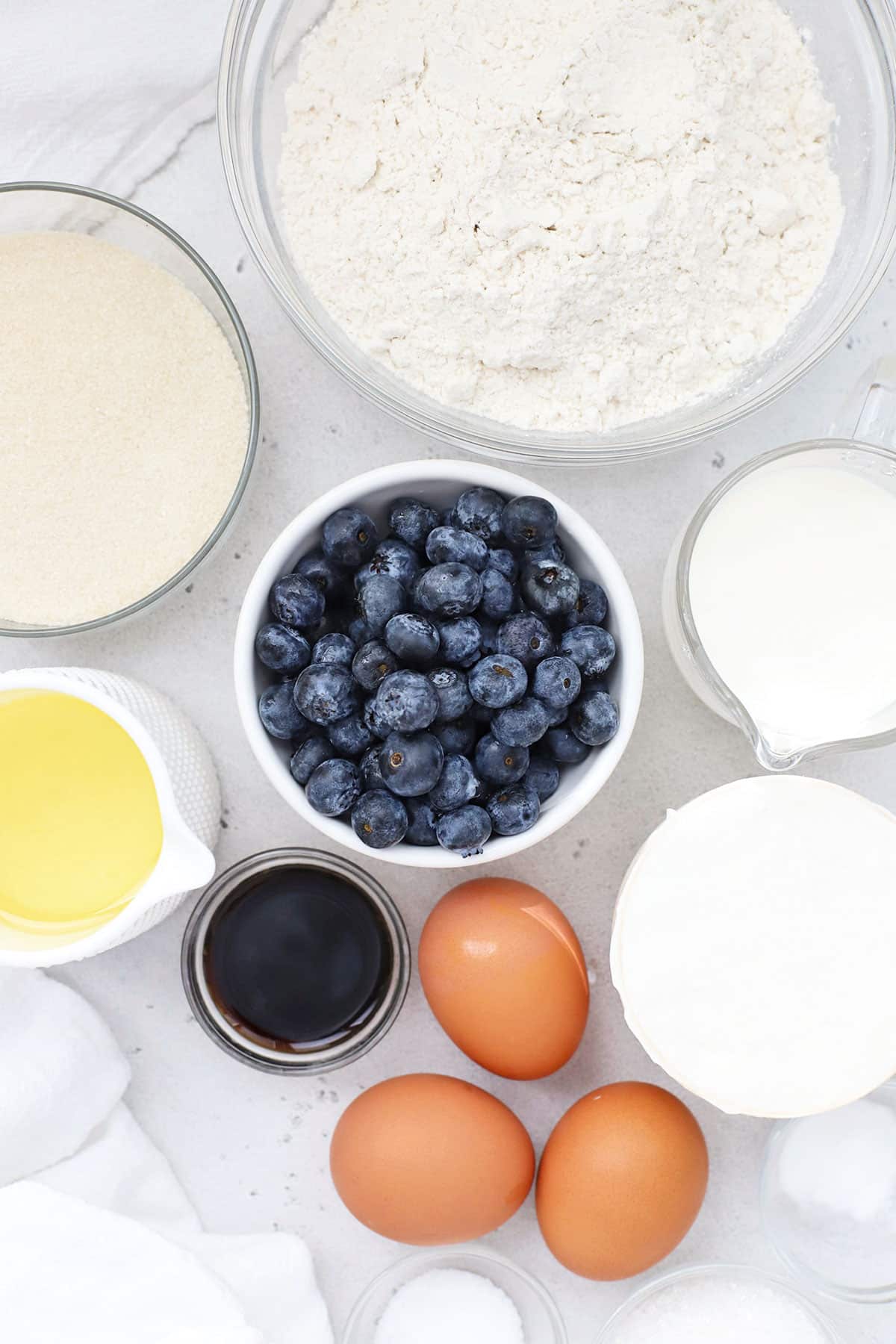 Ingredients for gluten-free blueberry muffins