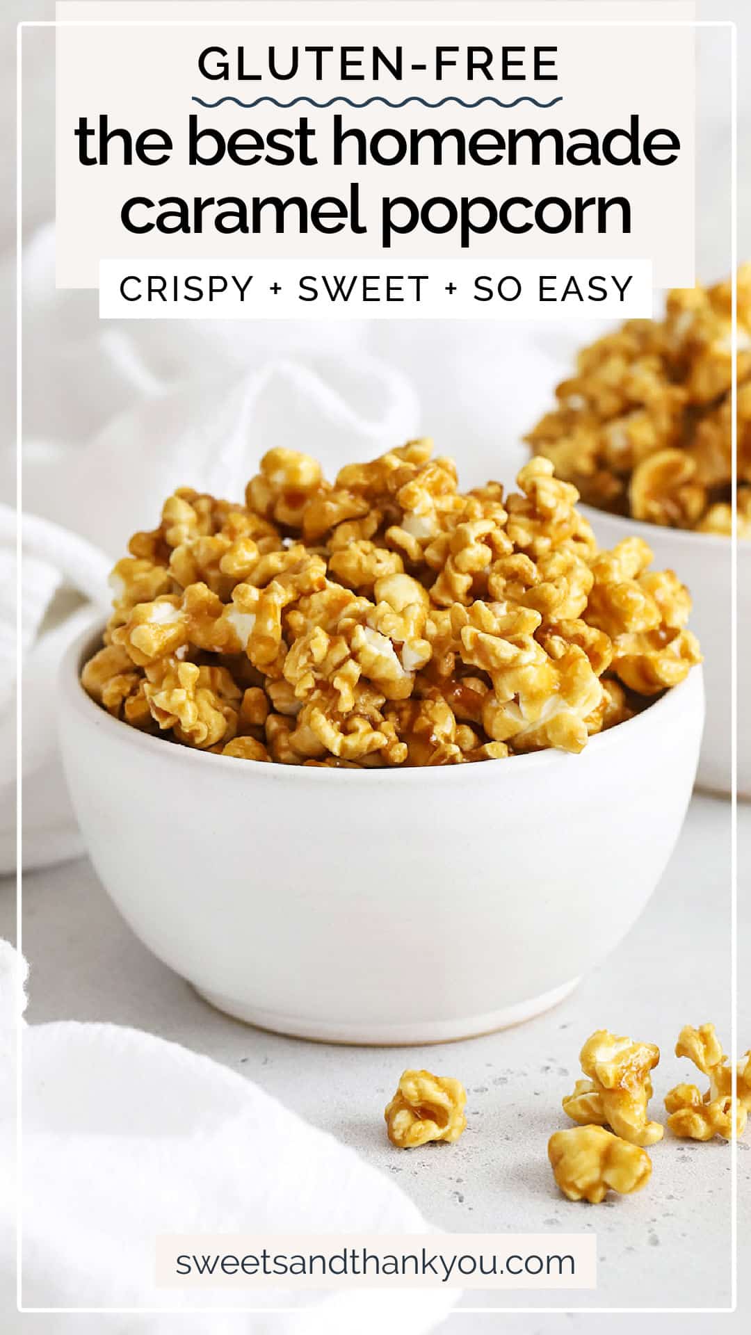 The BEST Caramel Popcorn - This easy homemade caramel corn recipe can be made crispy or gooey. You'll LOVE the incredible flavor! / easy caramel popcorn recipe / homemade caramel popcorn / crunchy caramel popcorn / crispy caramel popcorn / easy caramel corn / the best caramel corn recipe / gluten free caramel corn / gluten free caramel popcorn /