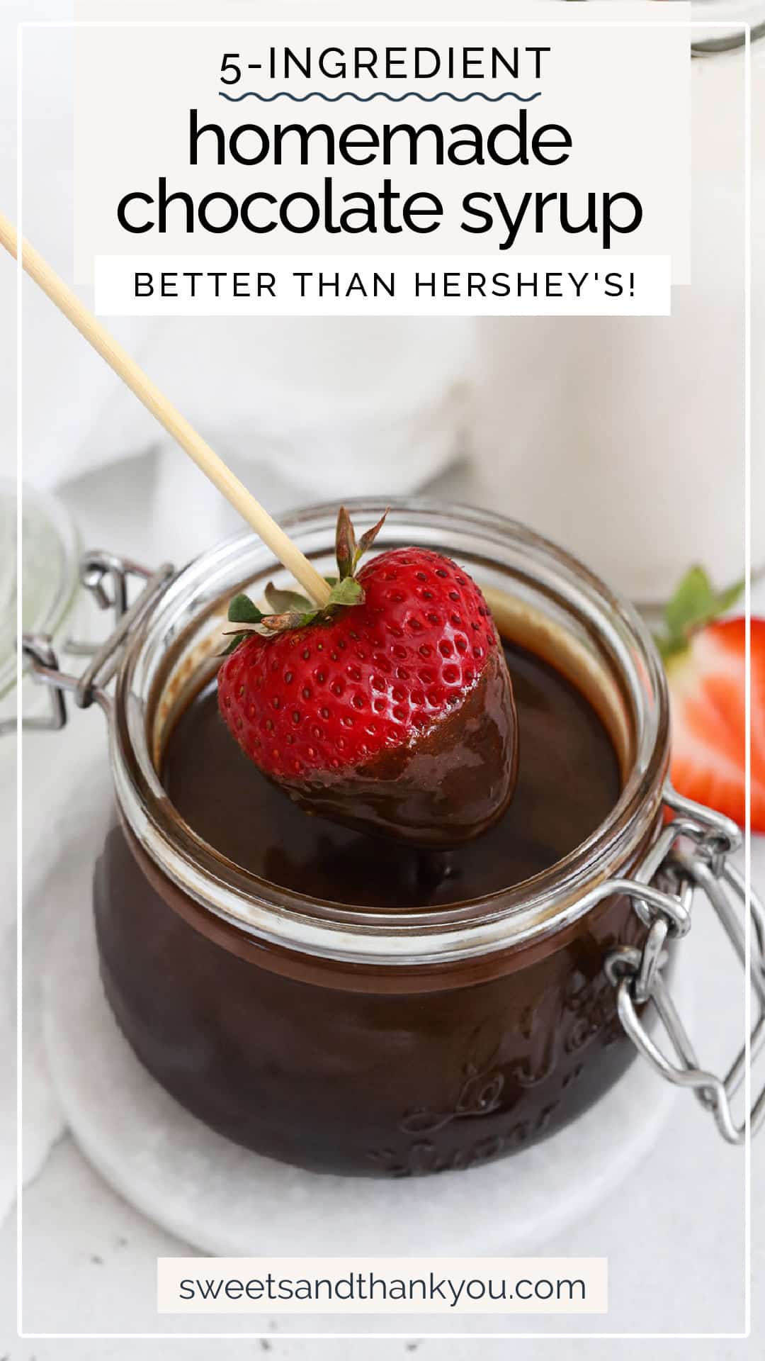 Homemade Chocolate Syrup recipe - This easy chocolate sauce is perfect for ice cream, chocolate milk, and so much more. It's like homemade Hershey's syrup! // Hersheys syrup copycat // homemade chocolate sauce / chocolate sauce fruit dip / 5 ingredient chocolate sauce / chocolate sauce for ice cream / cake plating chocolate sauce / chocolate syrup for ice cream / chocolate syrup fruit dip / hershey's syrup copycat / homemade hershey's chocolate syrup / chocolate syrup for chocolate milk