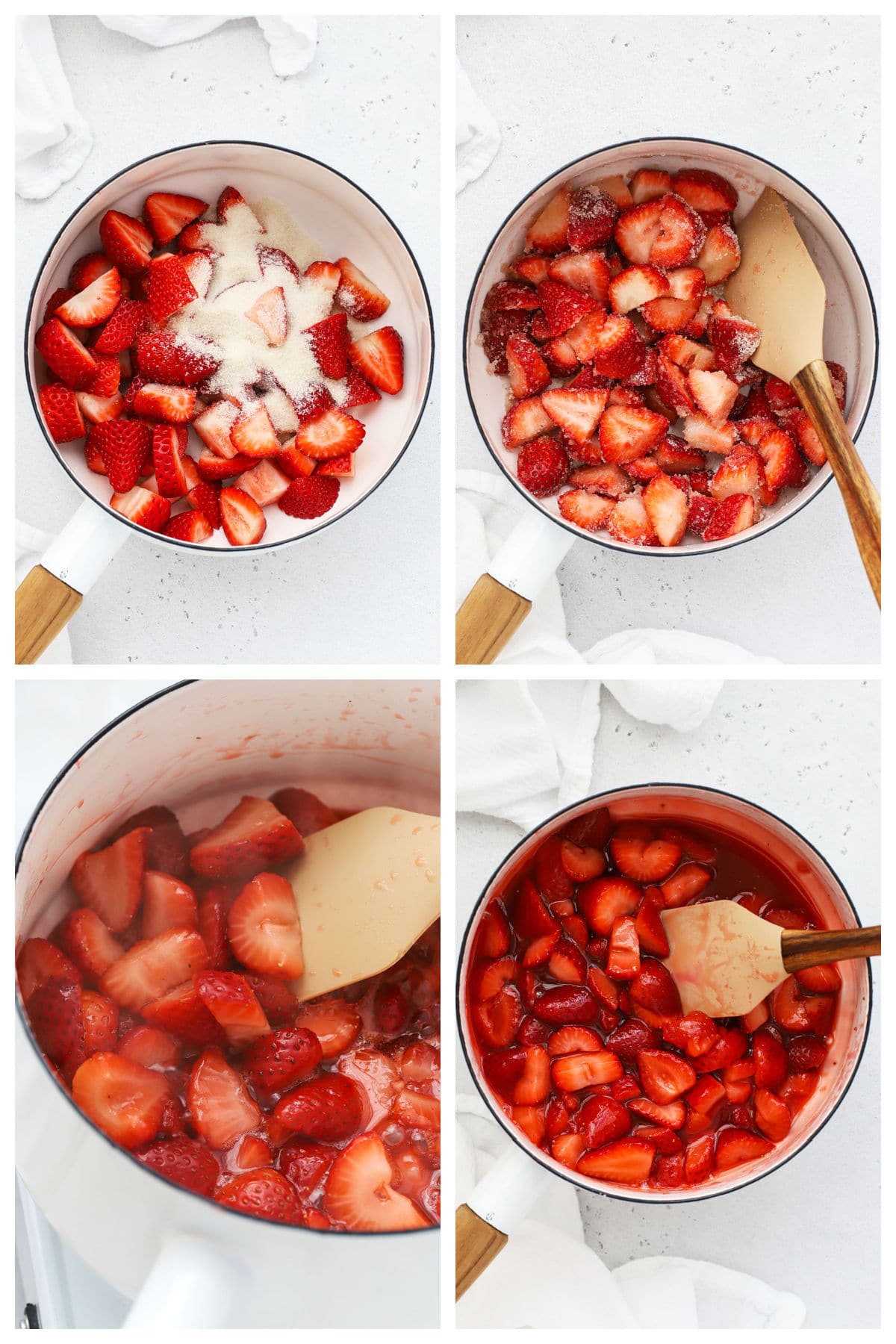 Making strawberry topping step by step