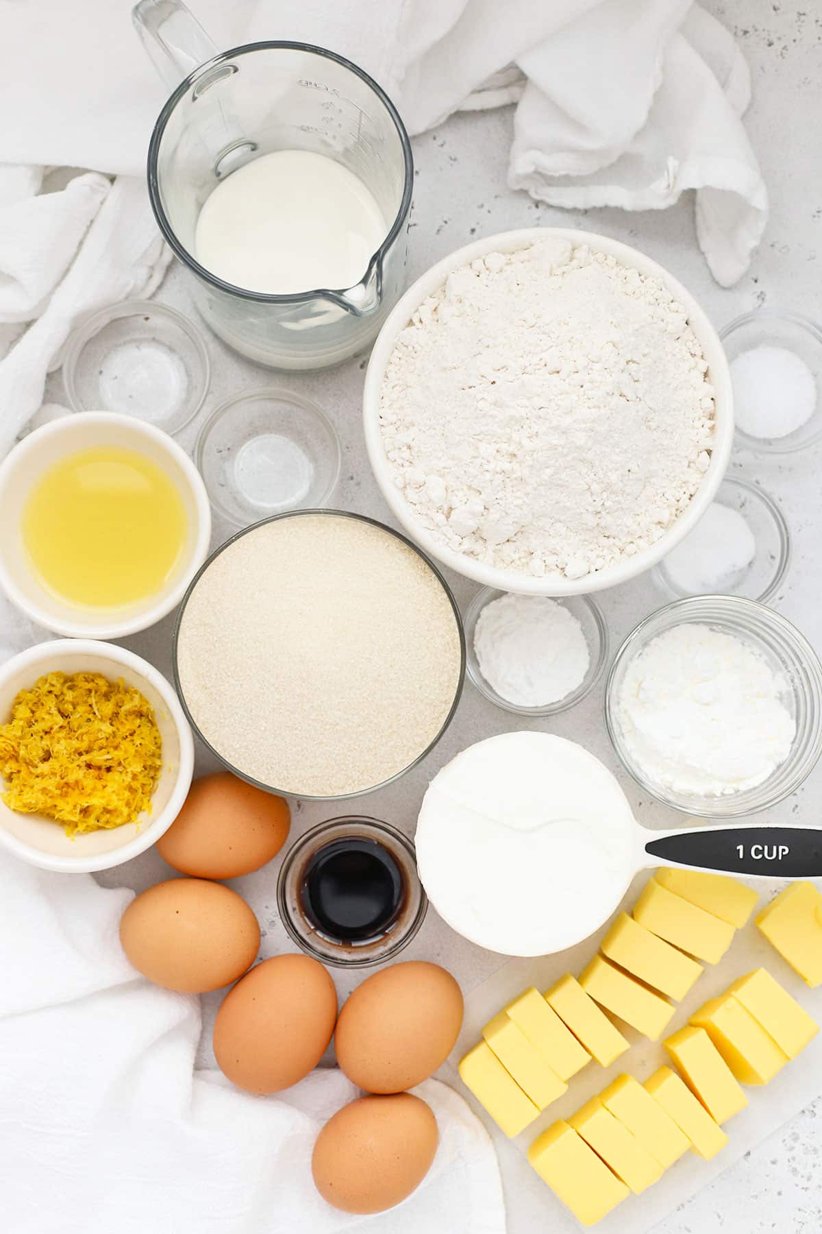 Ingredients for gluten-free lemon bundt cake