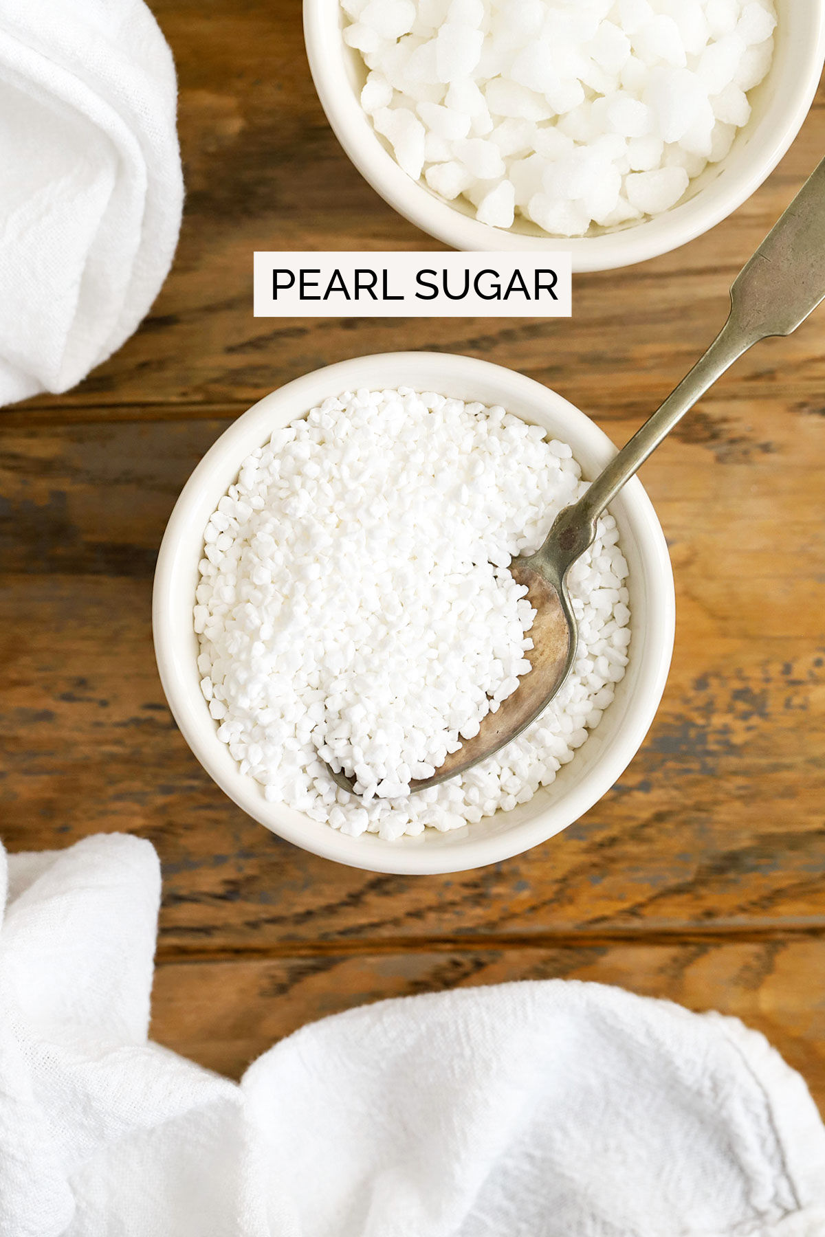 pearl sugar in a white bowl