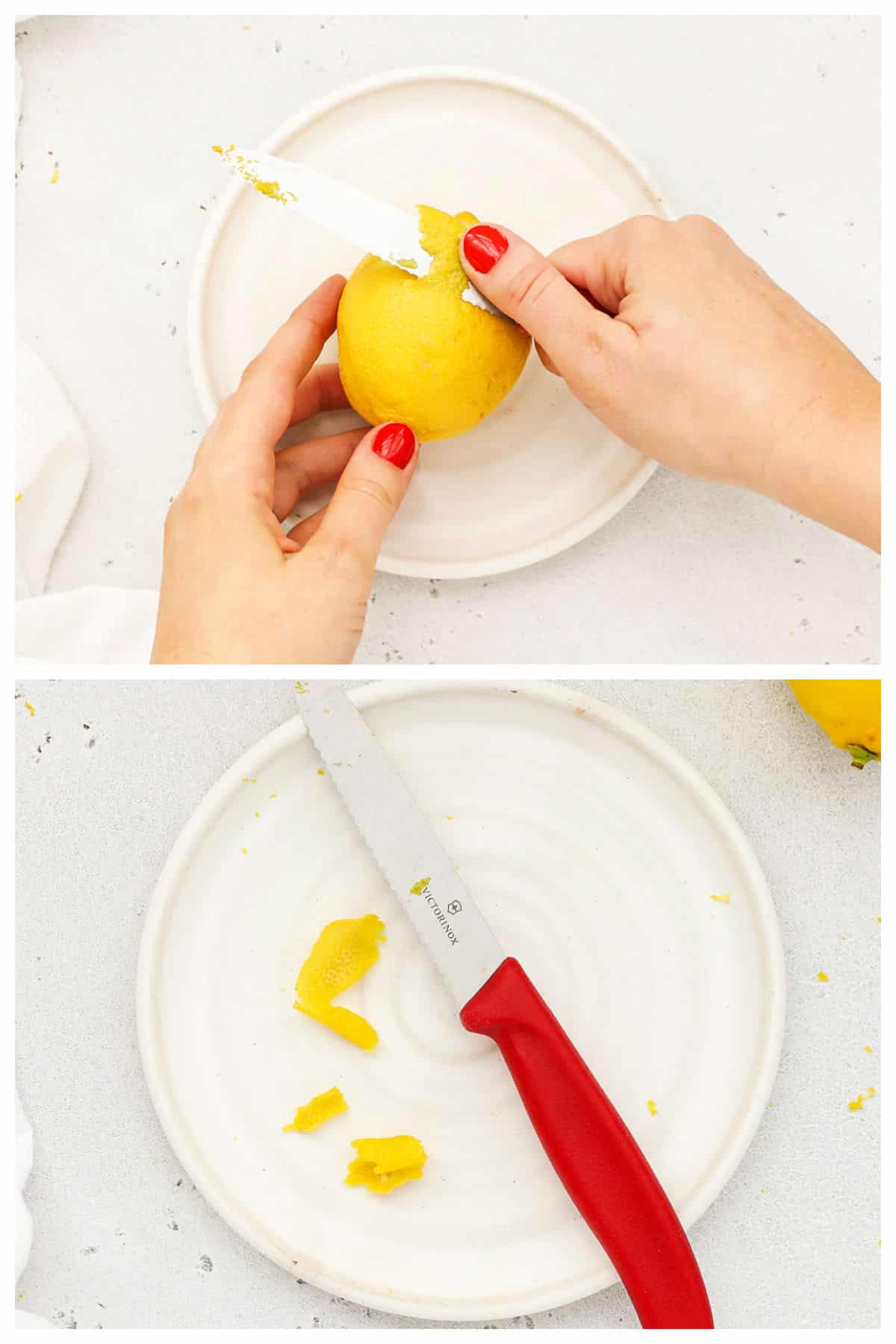 zesting a lemon with a knife