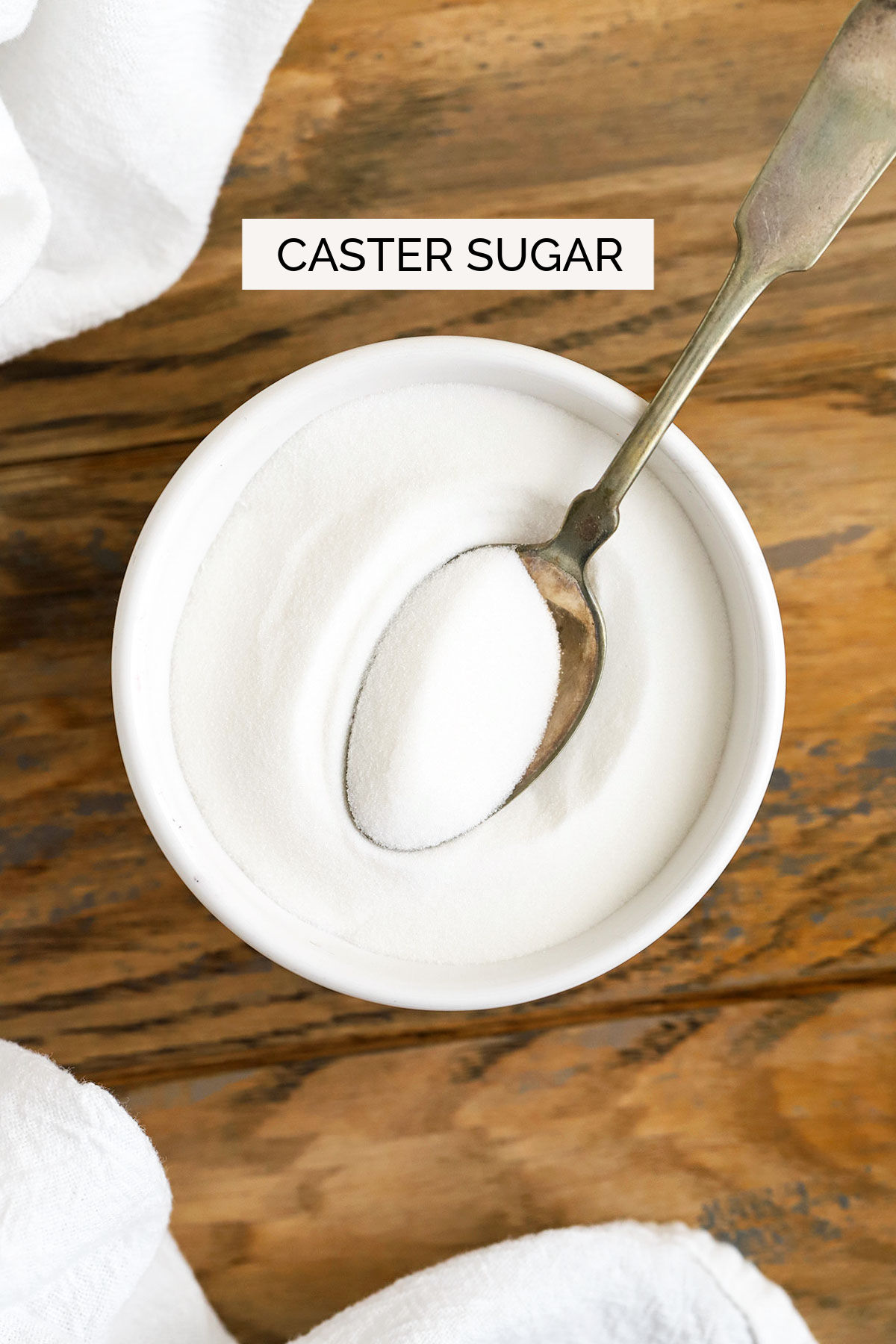 caster sugar in a white bowl