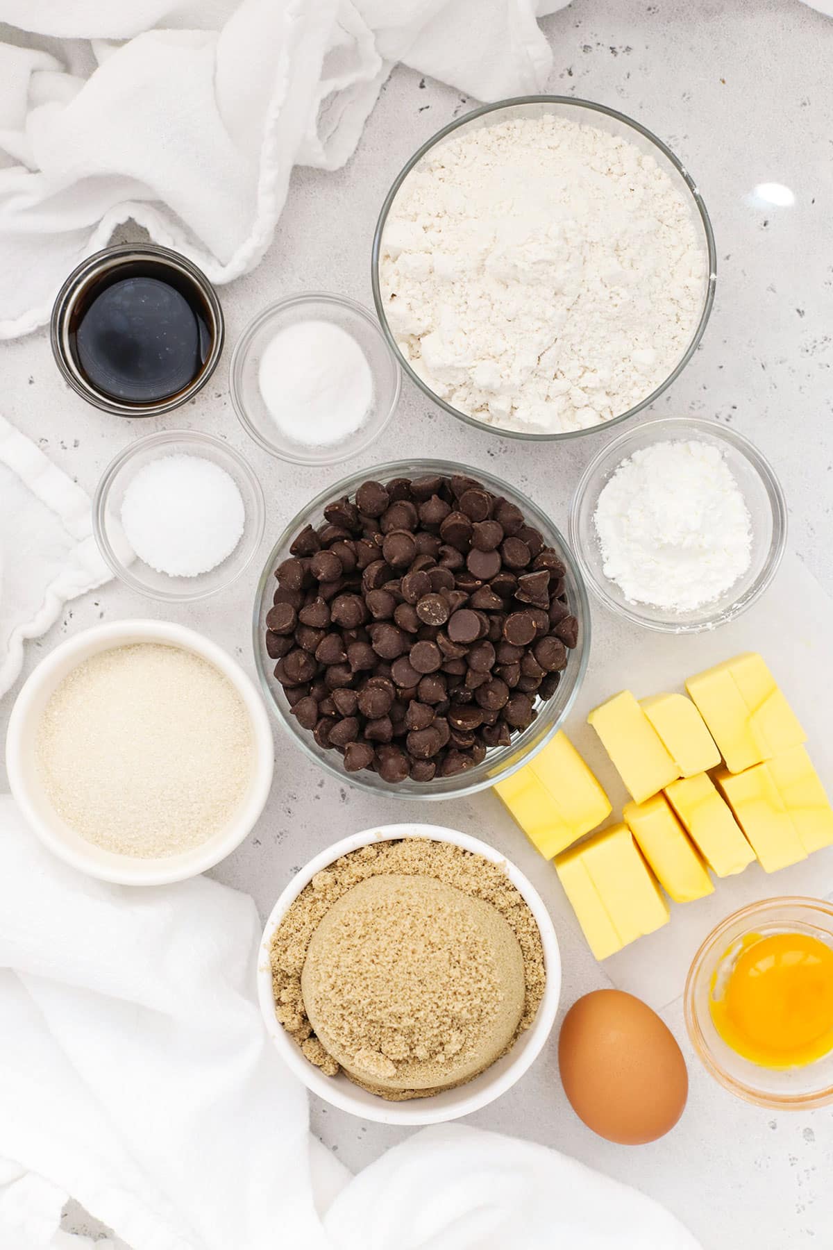 Ingredients for gluten-free chocolate chip cookie bars