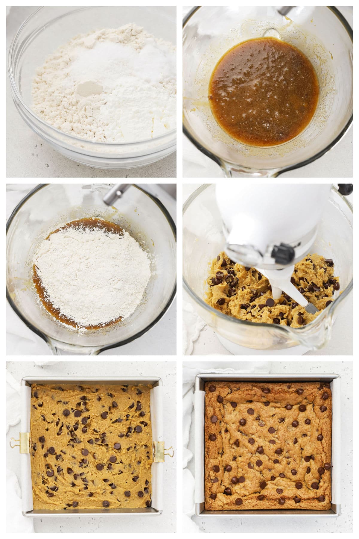 Making chocolate chip cookie bars step by step