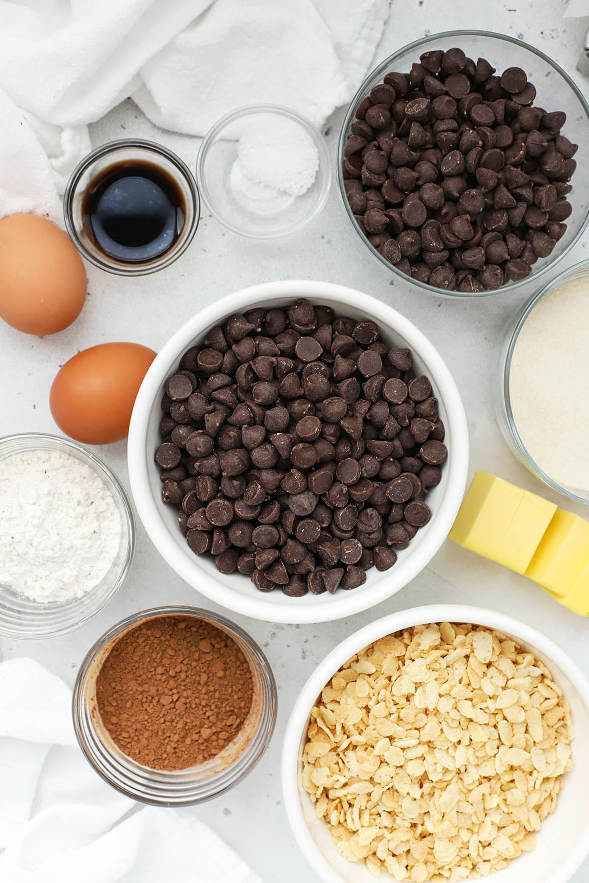 ingredients for gluten-free crunch bar brownies