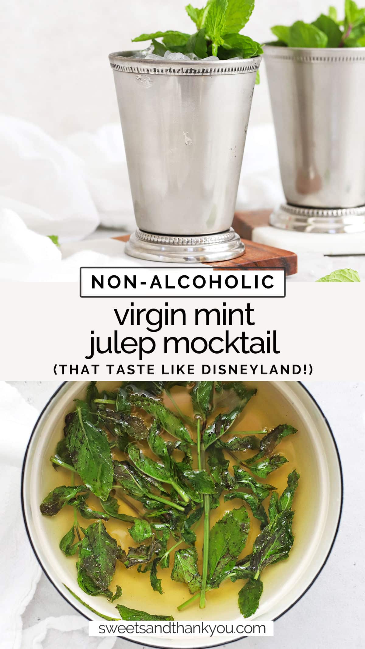 Craving a virgin mint julep for Derby day? We've got you covered with our easy Disneyland mint julep mocktail recipe! / disneyland copycat mint julep / disneyland mint julep recipe / virgin mint julep recipe / mint julep mocktail recipe / non-alcoholic mint julep recipe / kid friendly mint julep / summer mocktail / mint mocktail / 