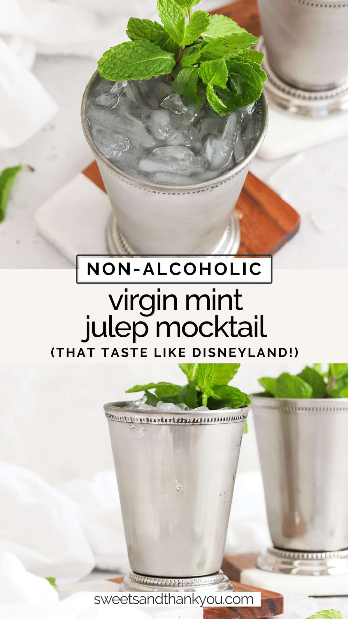 Craving a virgin mint julep for Derby day? We've got you covered with our easy Disneyland mint julep mocktail recipe! / disneyland copycat mint julep / disneyland mint julep recipe / virgin mint julep recipe / mint julep mocktail recipe / non-alcoholic mint julep recipe / kid friendly mint julep / summer mocktail / mint mocktail / 