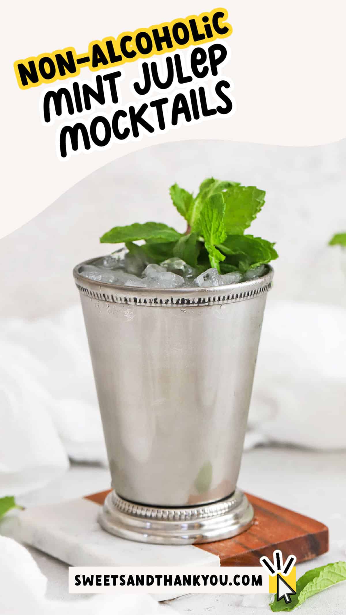 Craving a virgin mint julep for Derby day? We've got you covered with our easy Disneyland mint julep mocktail recipe! If you've been looking for a disneyland copycat mint julep recipe, your search stops here! We make this mint julep mocktail with simple ingredients like mint simple syrup, fresh mint, lemonade, and lemon-lime soda. The flavors are bright and refreshing--a perfect summer mocktail! Get the recipe & yummy variations to try at sweetsandthankyou.com