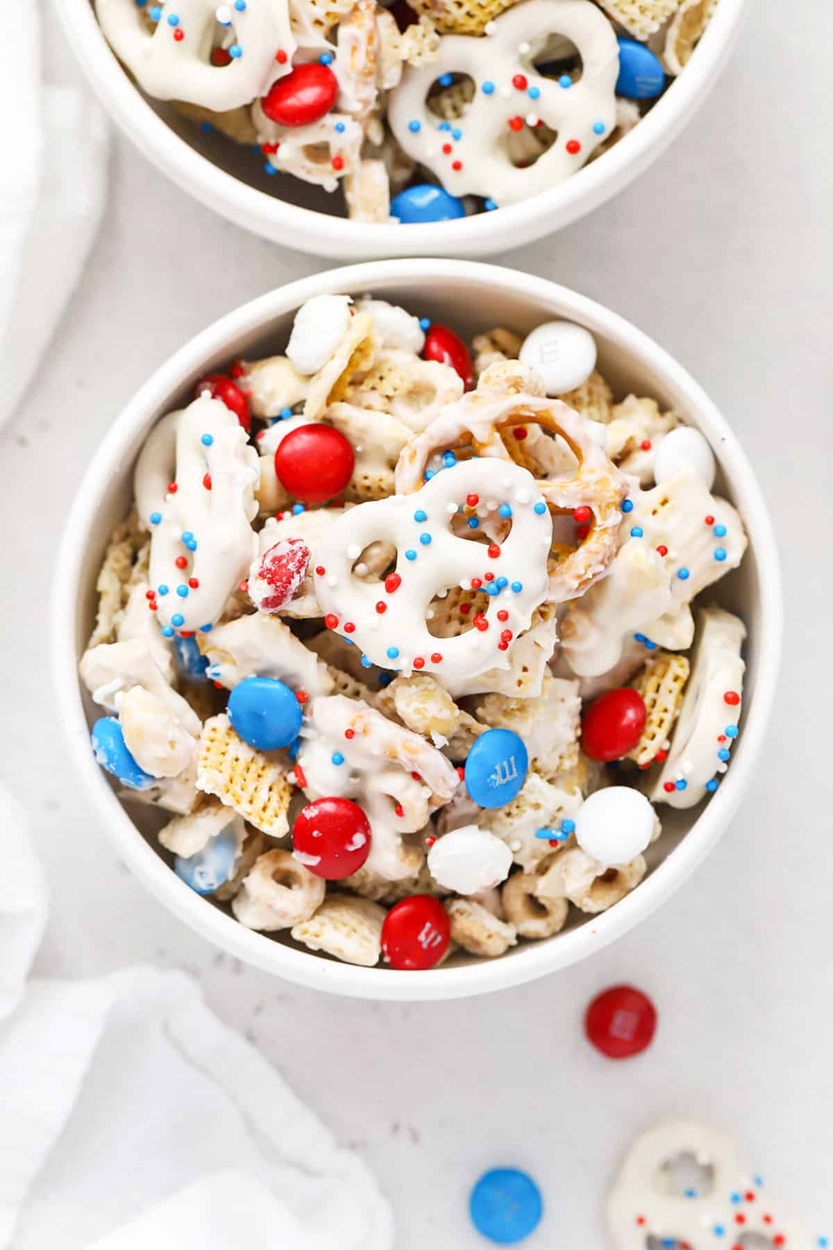 4th of july snack mix with m&ms