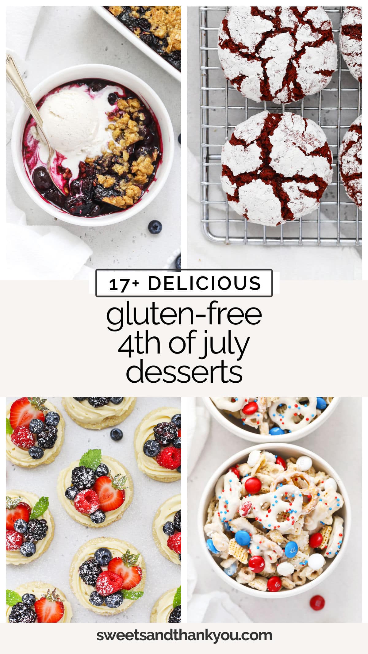 Gluten-Free 4th of July desserts to try this year! From red, white, and blue recipes to desserts for a crowd, we've got something for everyone this summer! / red white and blue gluten free desserts / gluten free desserts for 4th of july / gluten-free 4th of july dessert ideas / gluten-free 4th of july dessert recipes / gluten-free red white and blue dessert recipe / gluten-free summer desserts 