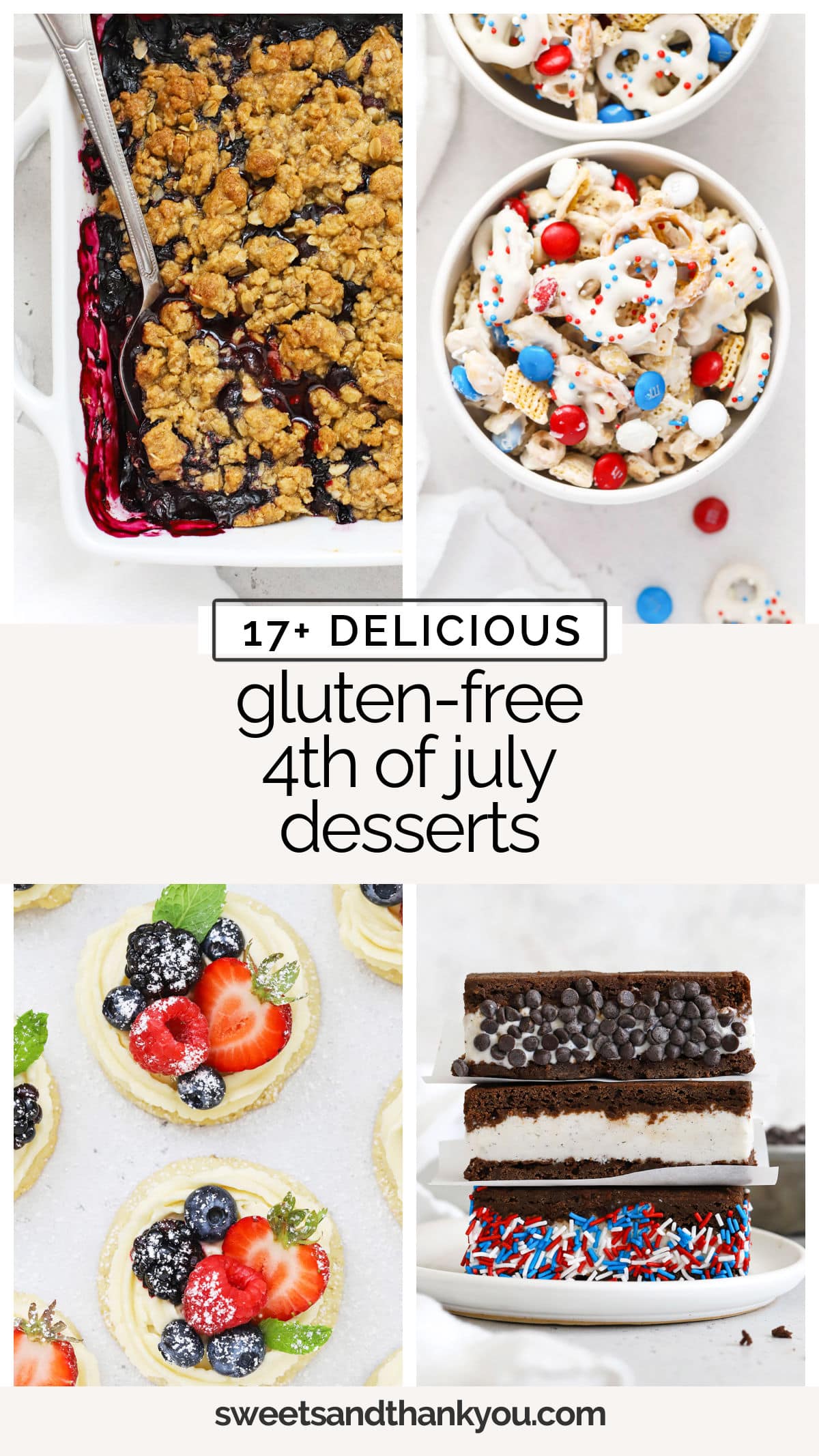 Gluten-Free 4th of July desserts to try this year! From red, white, and blue recipes to desserts for a crowd, we've got something for everyone this summer! / red white and blue gluten free desserts / gluten free desserts for 4th of july / gluten-free 4th of july dessert ideas / gluten-free 4th of july dessert recipes / gluten-free red white and blue dessert recipe / gluten-free summer desserts 