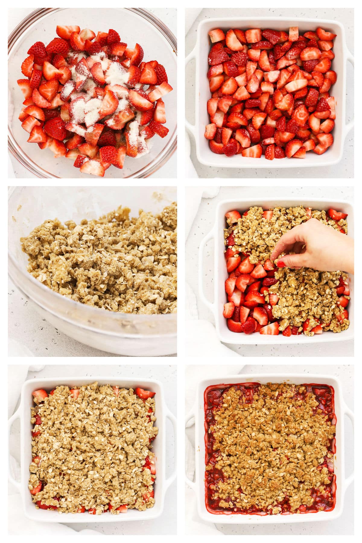 making gluten-free strawberry crisp step by step