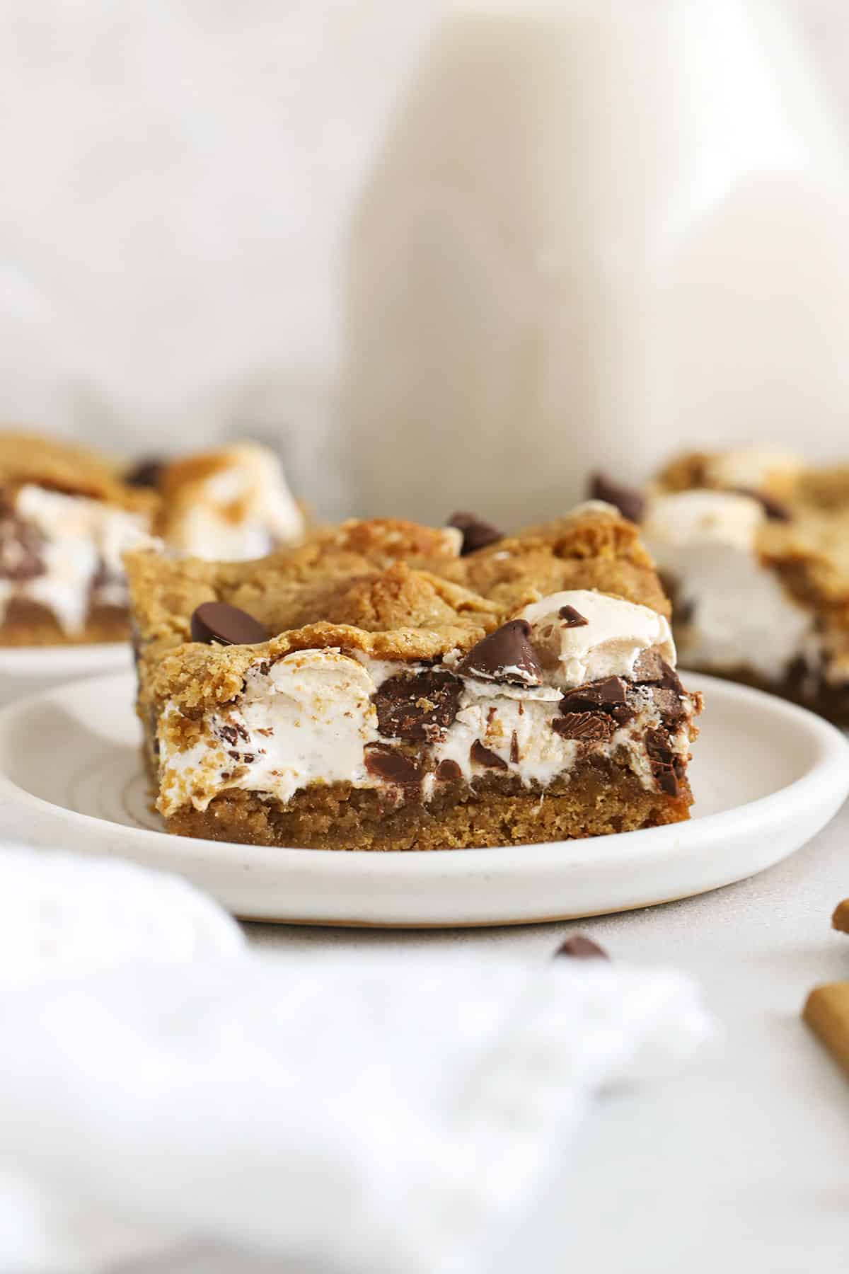 gluten-free s'mores cookie bars cut into squares