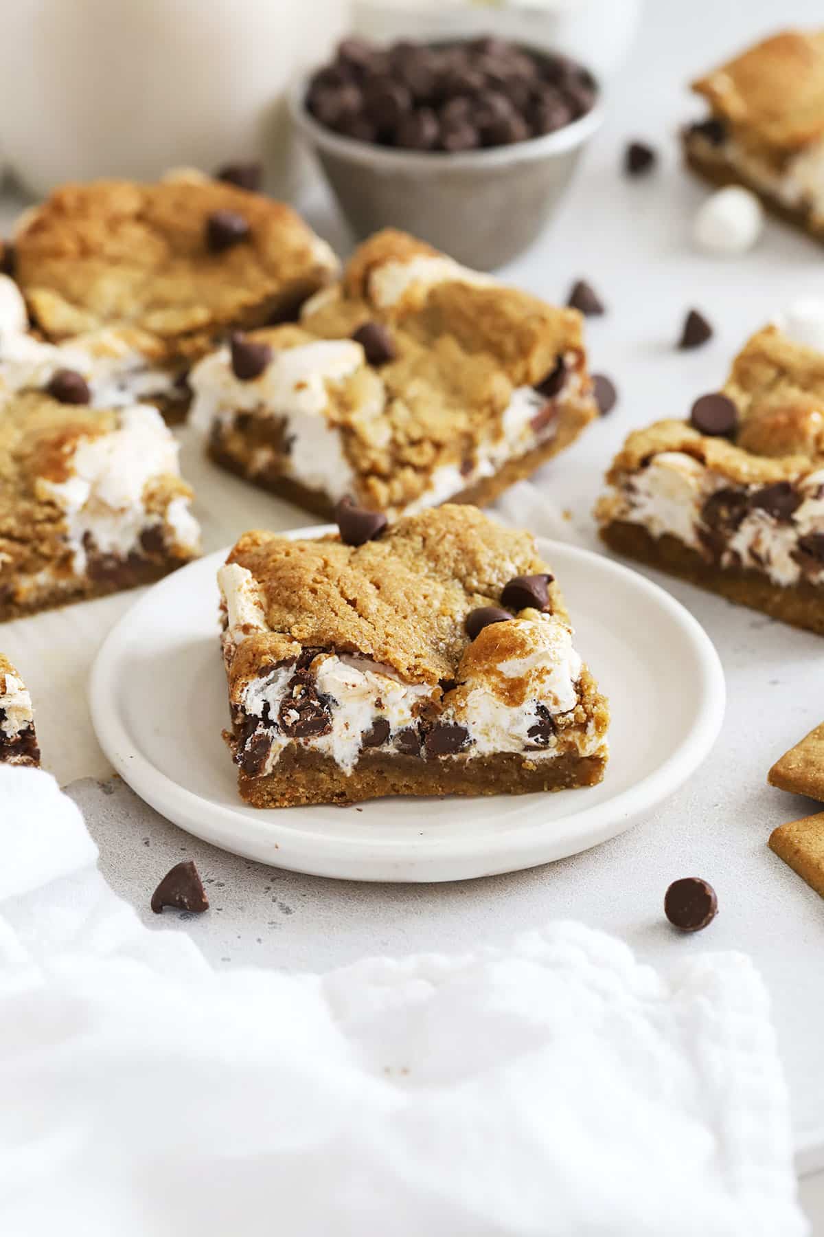 gluten-free s'mores cookie bars cut into squares