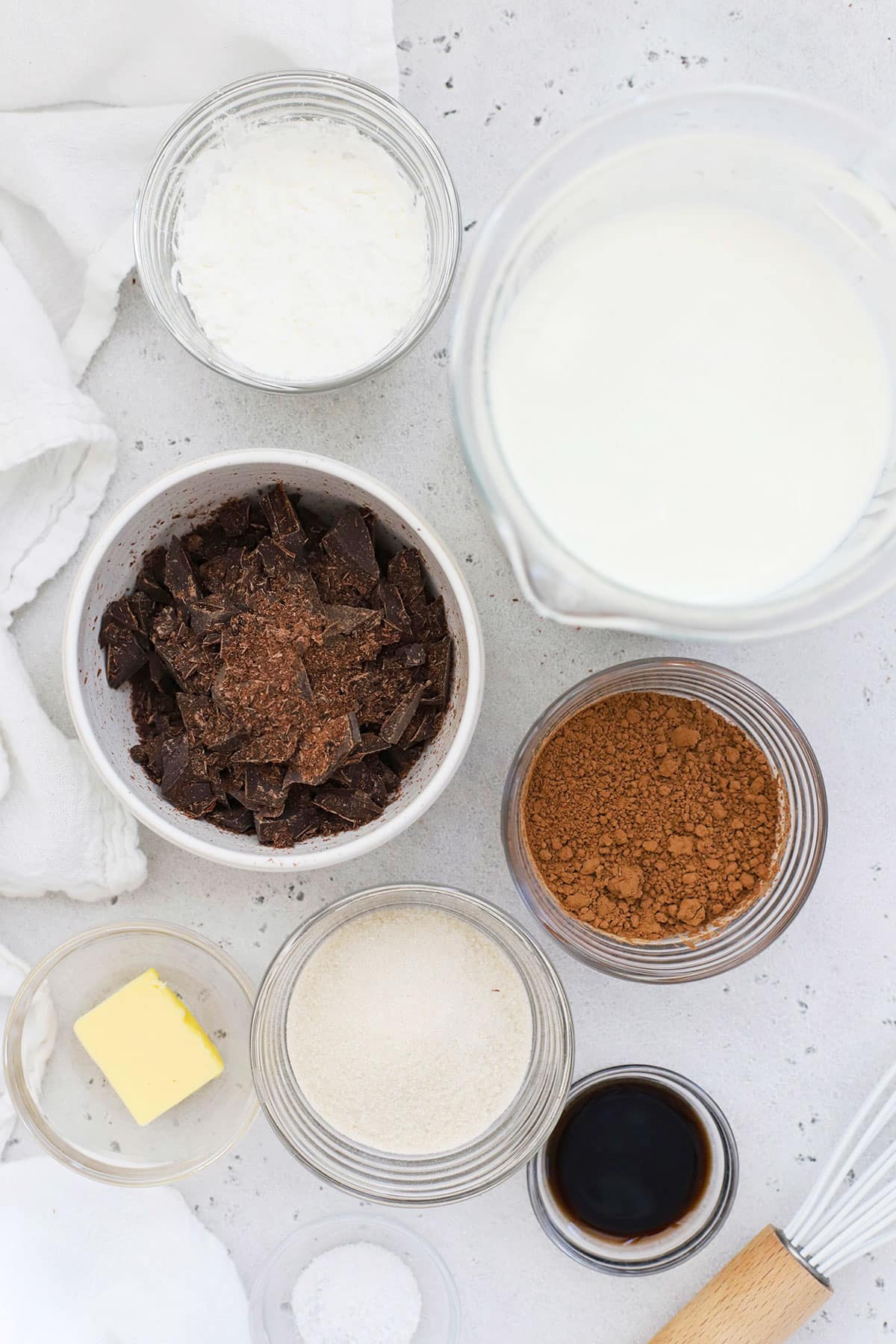 ingredients for homemade gluten-free chocolate pudding