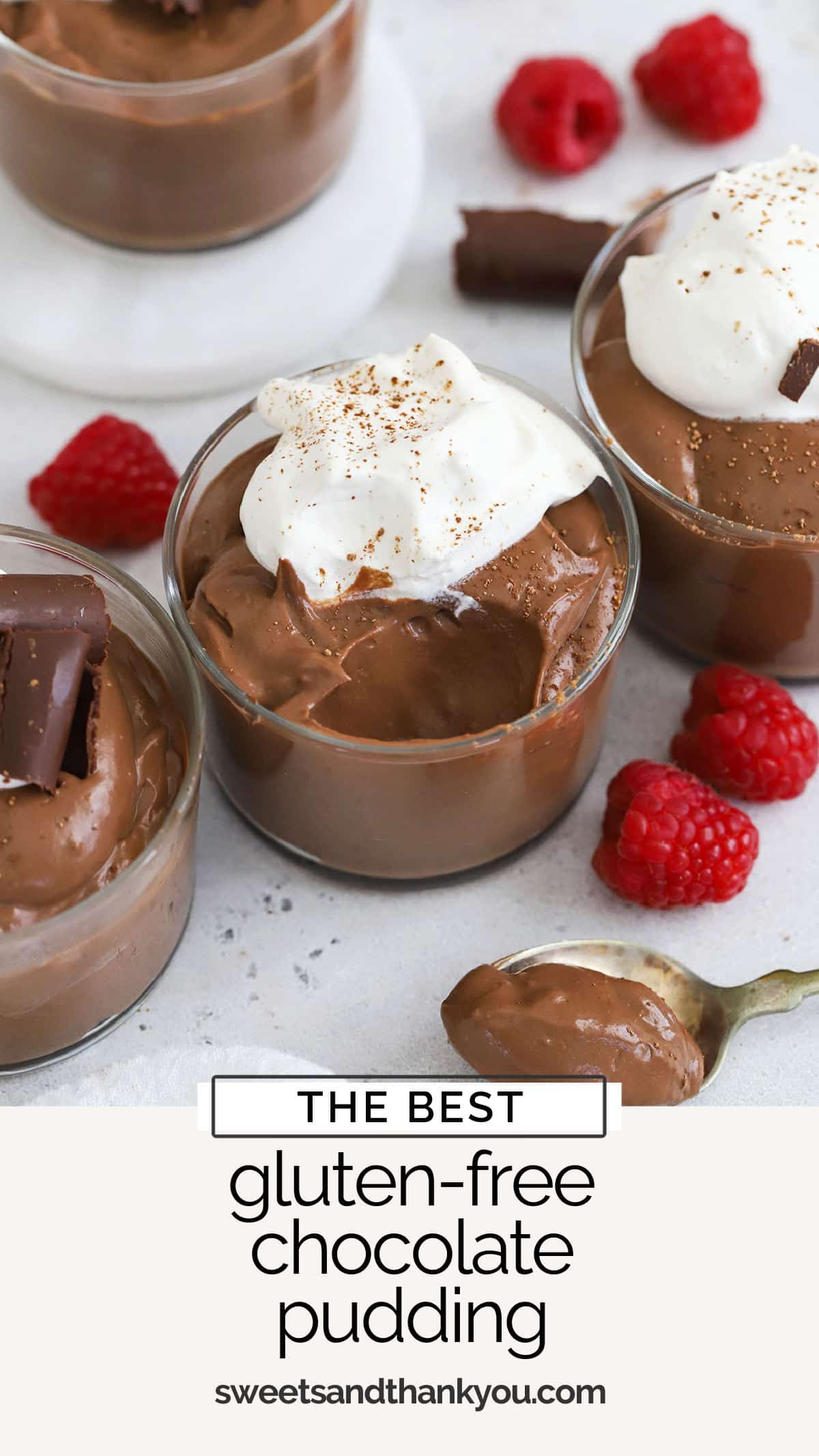 This easy homemade gluten-free chocolate pudding recipe is made from simple ingredients and tastes DELICIOUS! You'll love all the classic flavor in this easy recipe! / homemade chocolate pudding recipe / easy gluten free chocolate pudding recipe / no bake gluten free dessert / no bake chocolate pudding / gluten free pudding recipe / the best gluten free pudding / the best gluten-free chocolate pudding recipe/