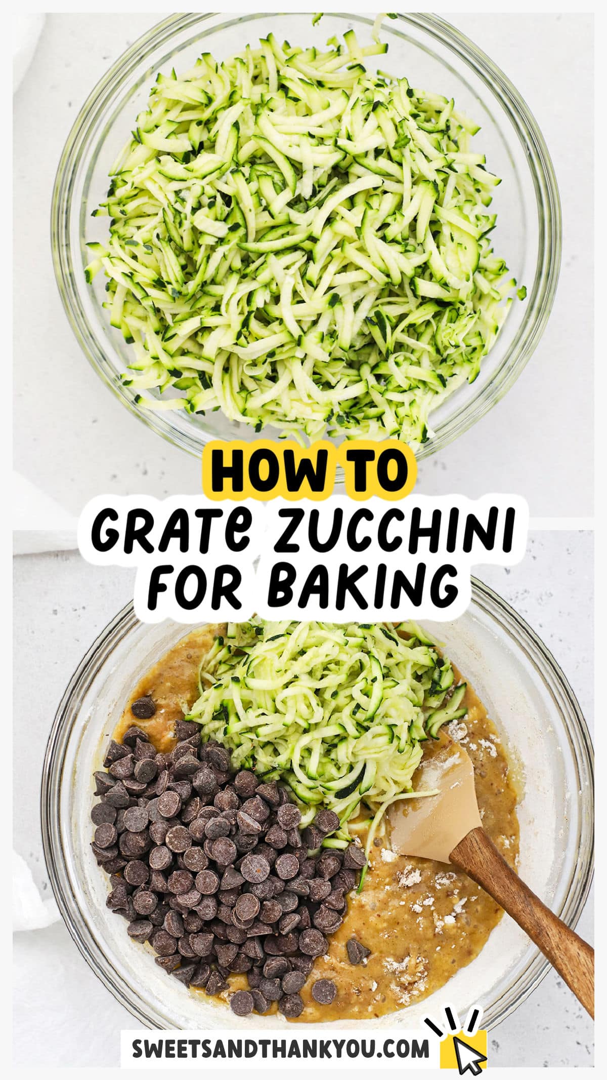 Learn how to grate zucchini for baking zucchini bread & cake, making meatballs & more with this easy tutorial. We'll walk you through how to choose the best zucchini, how to shred zucchini with a food processor or box grater AND +10 delicious zucchini recipes to try! Get the full tutorial and recipes at Sweets & Thank You!