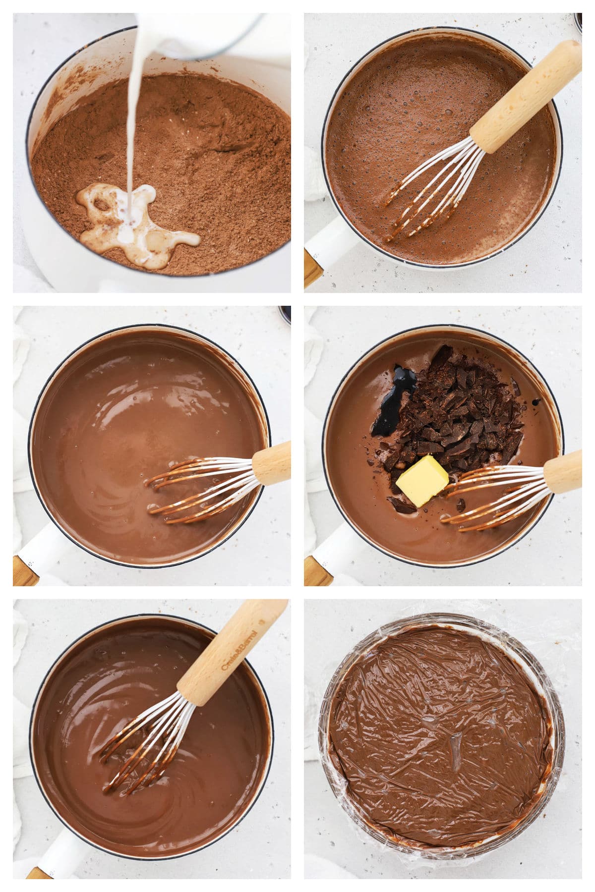 making homemade gluten-free chocolate pudding step by step