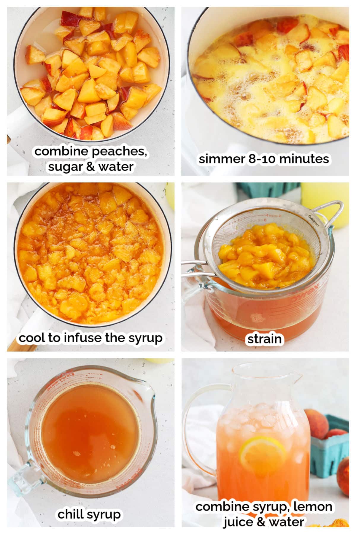 making homemade peach lemonade step by step