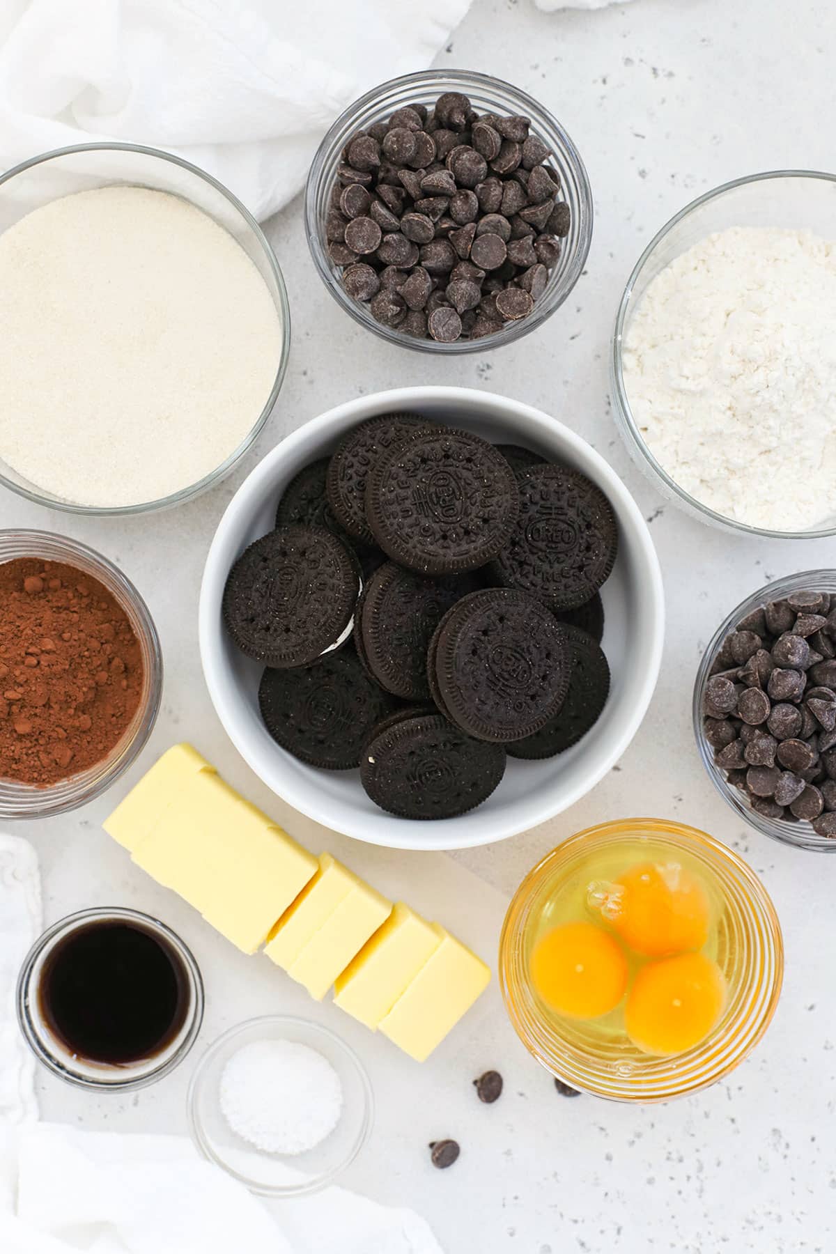 ingredients for gluten-free oreo brownies