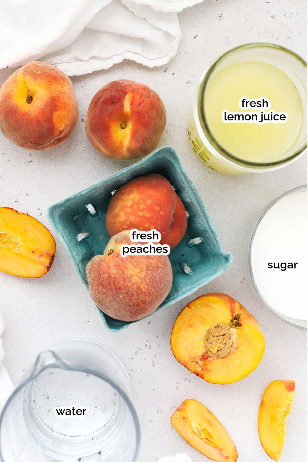 ingredients for homemade peach lemonade