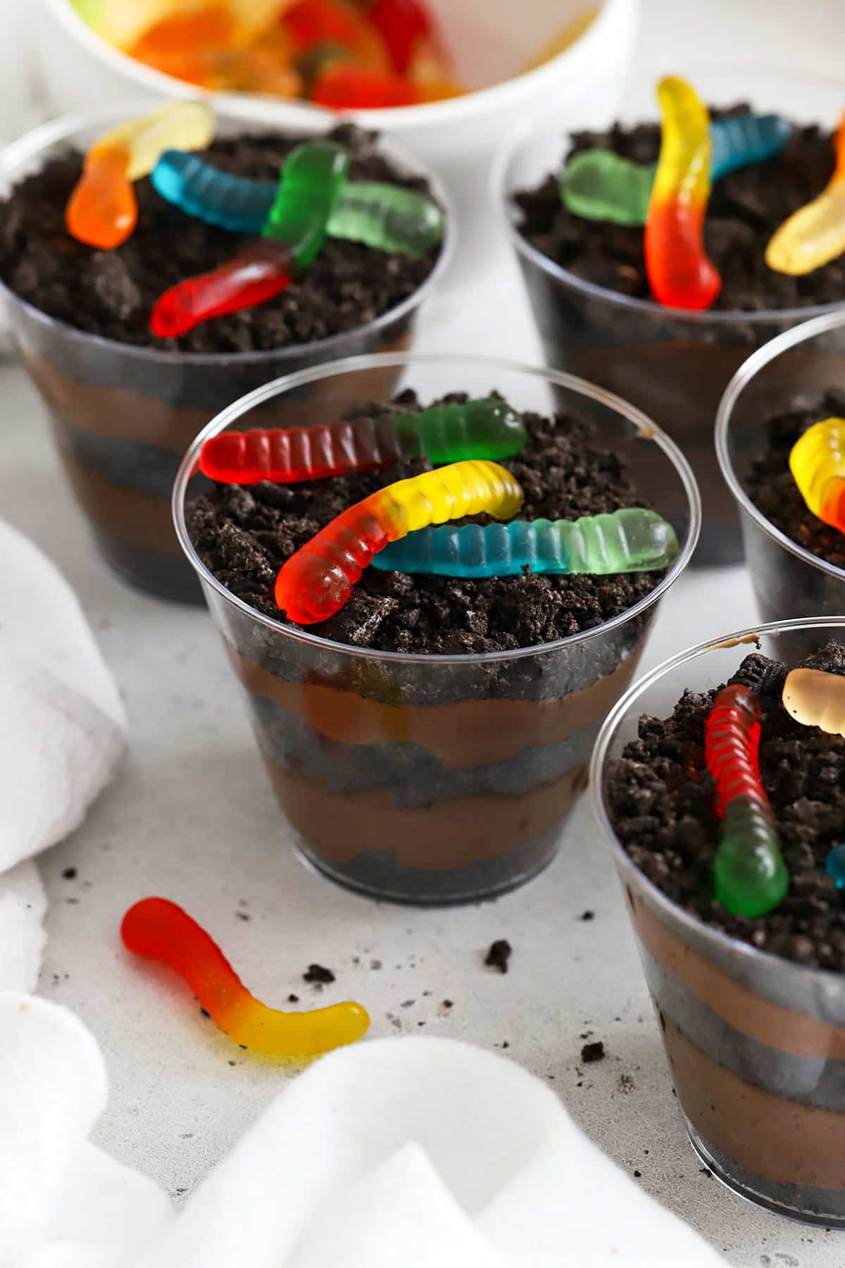 gluten-free dirt pudding with gummy worms