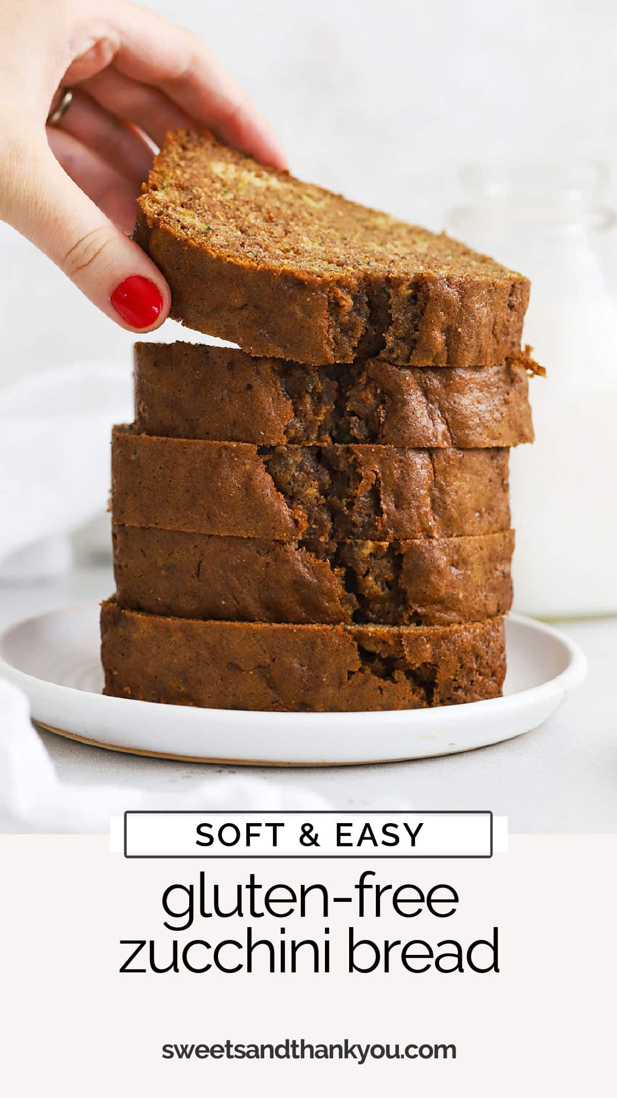 Summer is the perfect time to make this easy gluten-free zucchini bread recipe! You'll love the blend of spices, soft texture, and chocolate chips (or nuts) in every bite! / moist gluten free zucchini bread recipe / the best gluten-free zucchini bread recipe / gluten free chocolate chip zucchini bread / gluten free zucchini bread with walnuts /